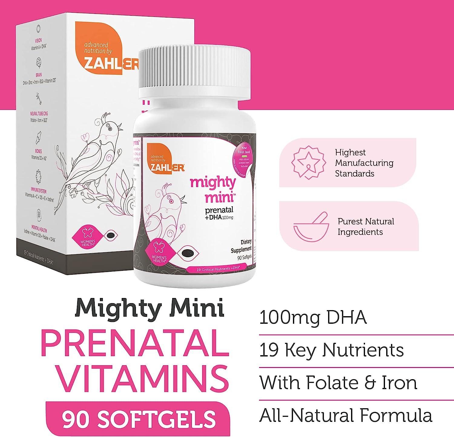 Zahler Mighty Mini Prenatal Vitamin with DHA & Folate Certified