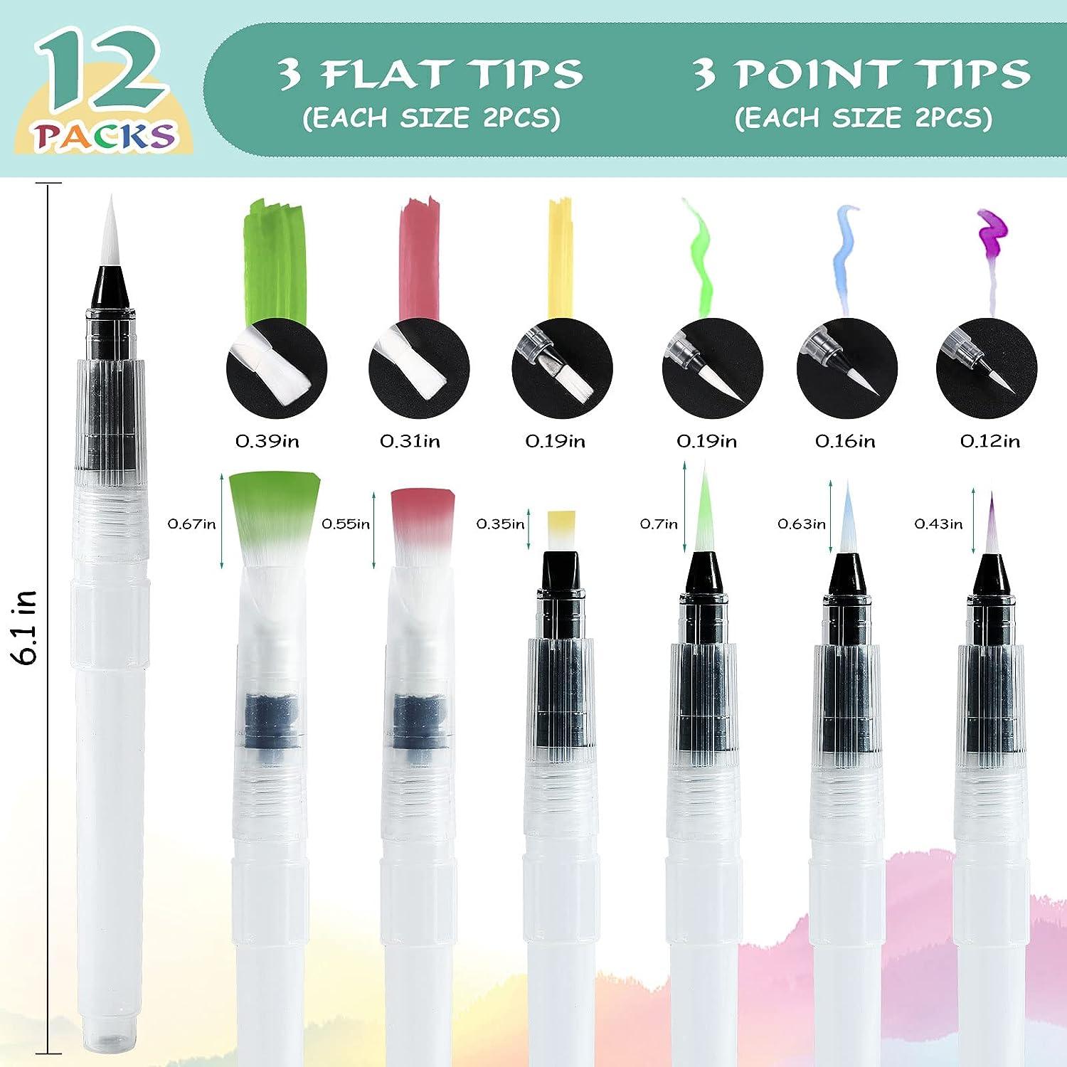 Junreox 12Pcs Watercolor Brush Pens Premium Water Brush Pen