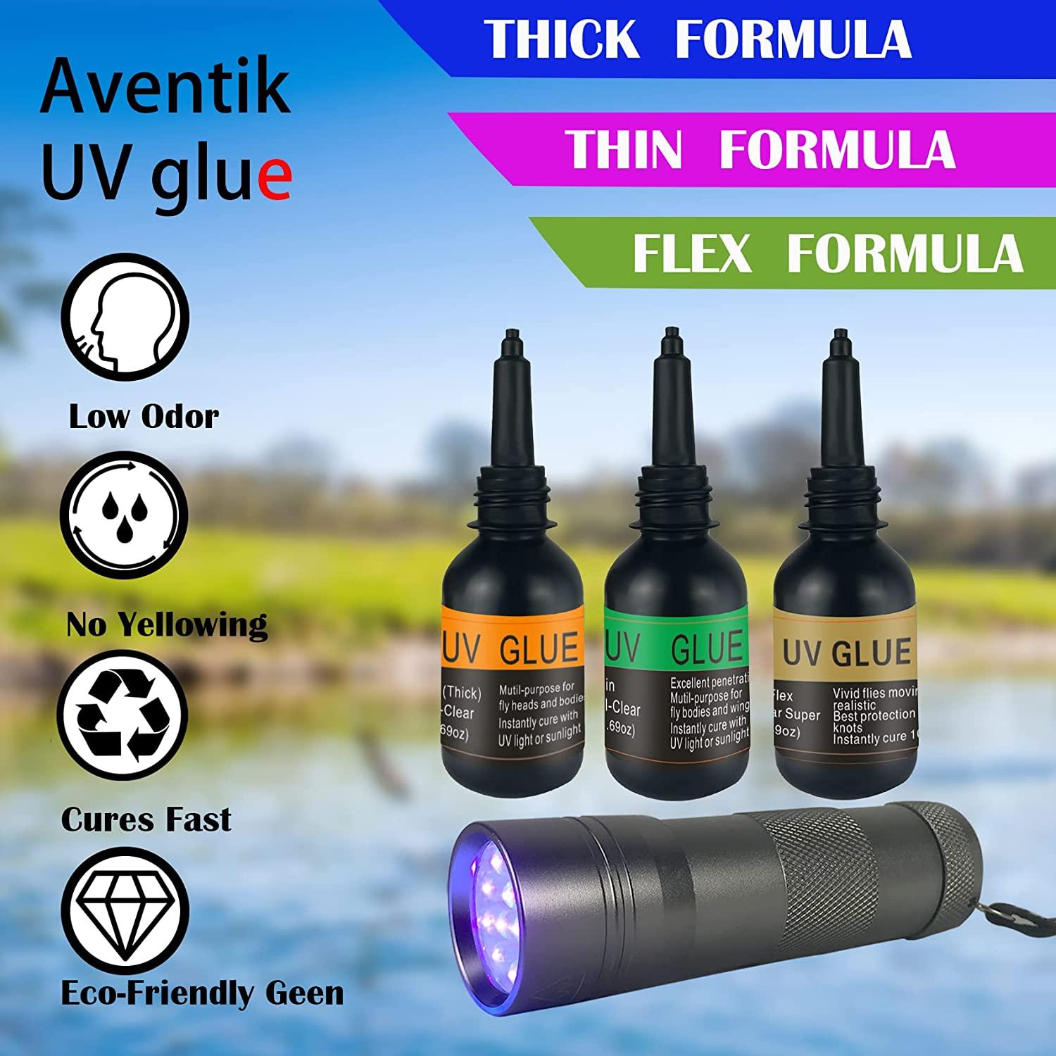 Riverruns UV Clear Glue Three Formula Thick,Thin and Super Flew +12 LED UV  Power