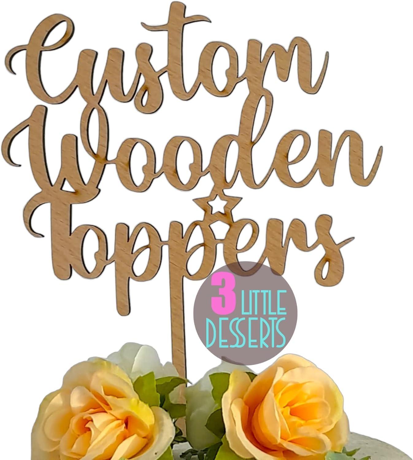 Wooden Cake Topper | Any Message | Personalised Cake Toppers | Happy ...