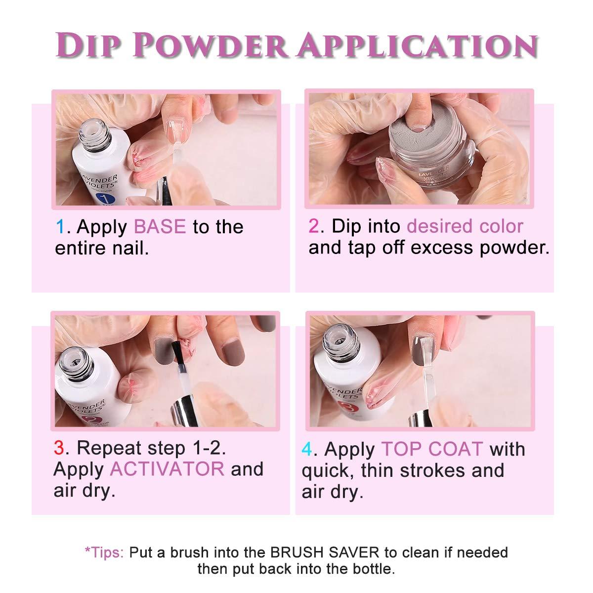 Dip Powder Gel Liquid Set with Activator, Base Top Gel and Brush Saver