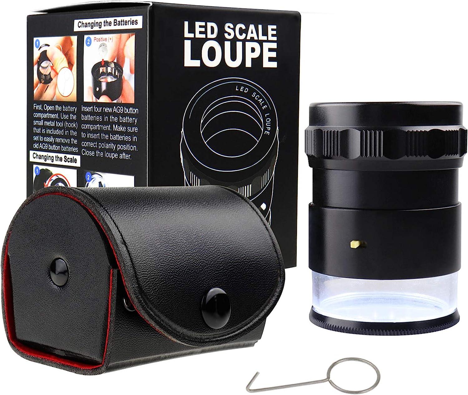 10X Illuminated Jewelers Loupe Magnifier with Interchangeable Reticle ...