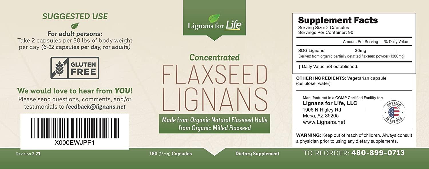 Lignans for Life SDG Flaxseed Hulls Capsules 15mg 180 ct for Dogs