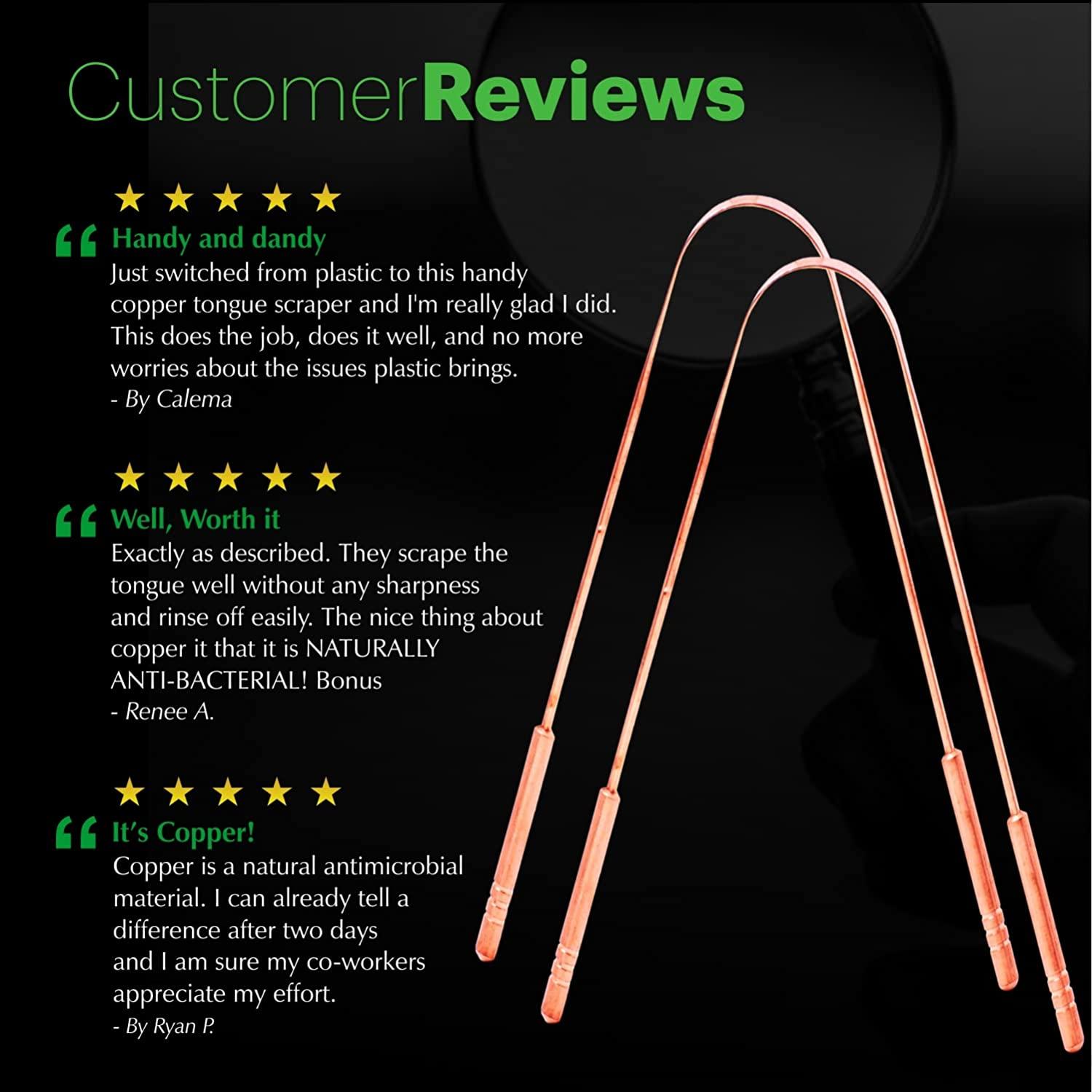 Absolute Ayurvedic Copper Tongue Scraper for Adults and Kids, 2 Pack