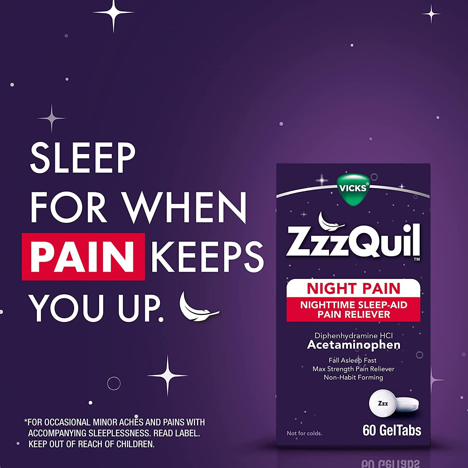 ZzzQuil Night Pain GelTabs Nighttime Pain Relief Sleep Aid Tablets