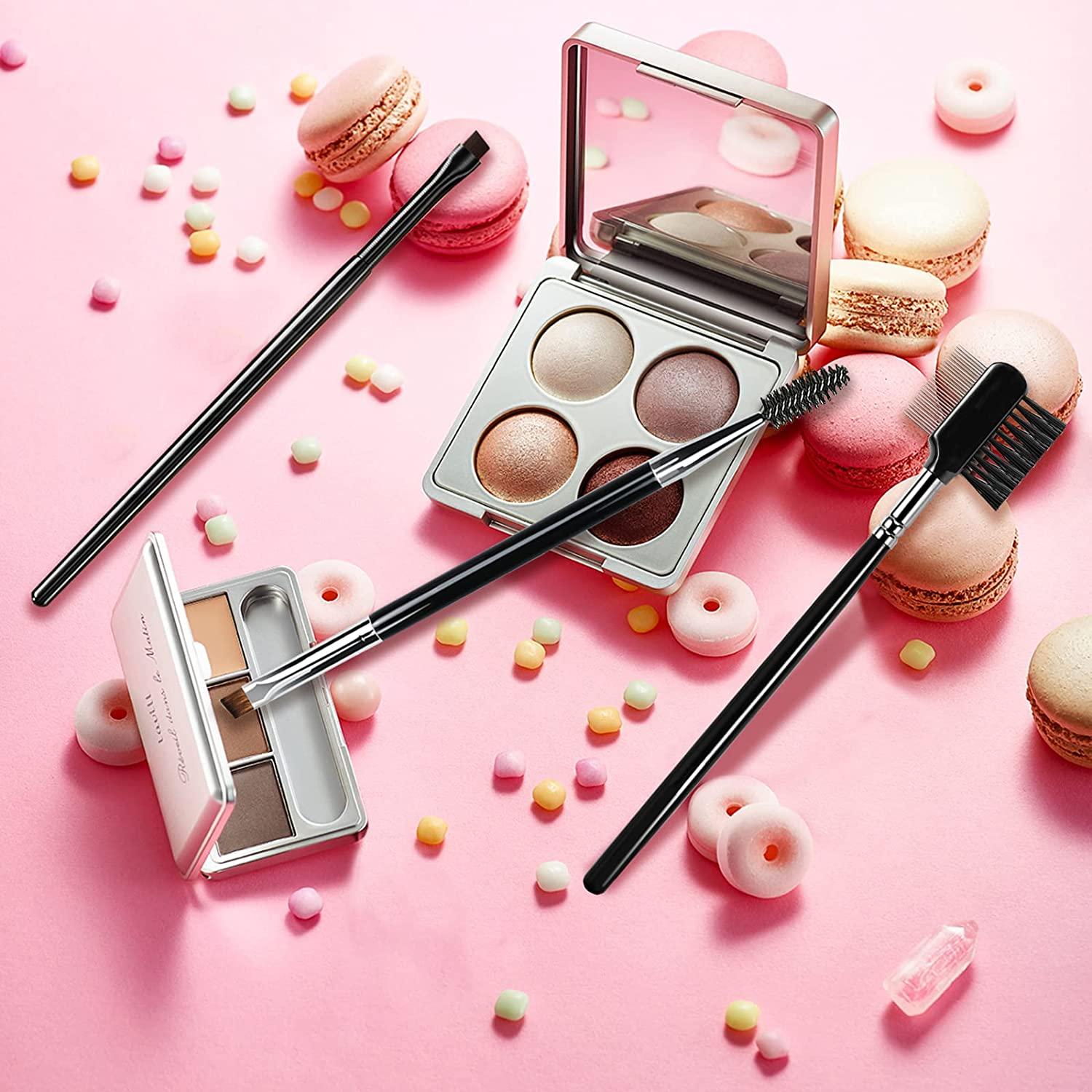 BLEGGEIT Pro Eyebrow Brush and Comb, Metal Eyelash Brush and Eyelash