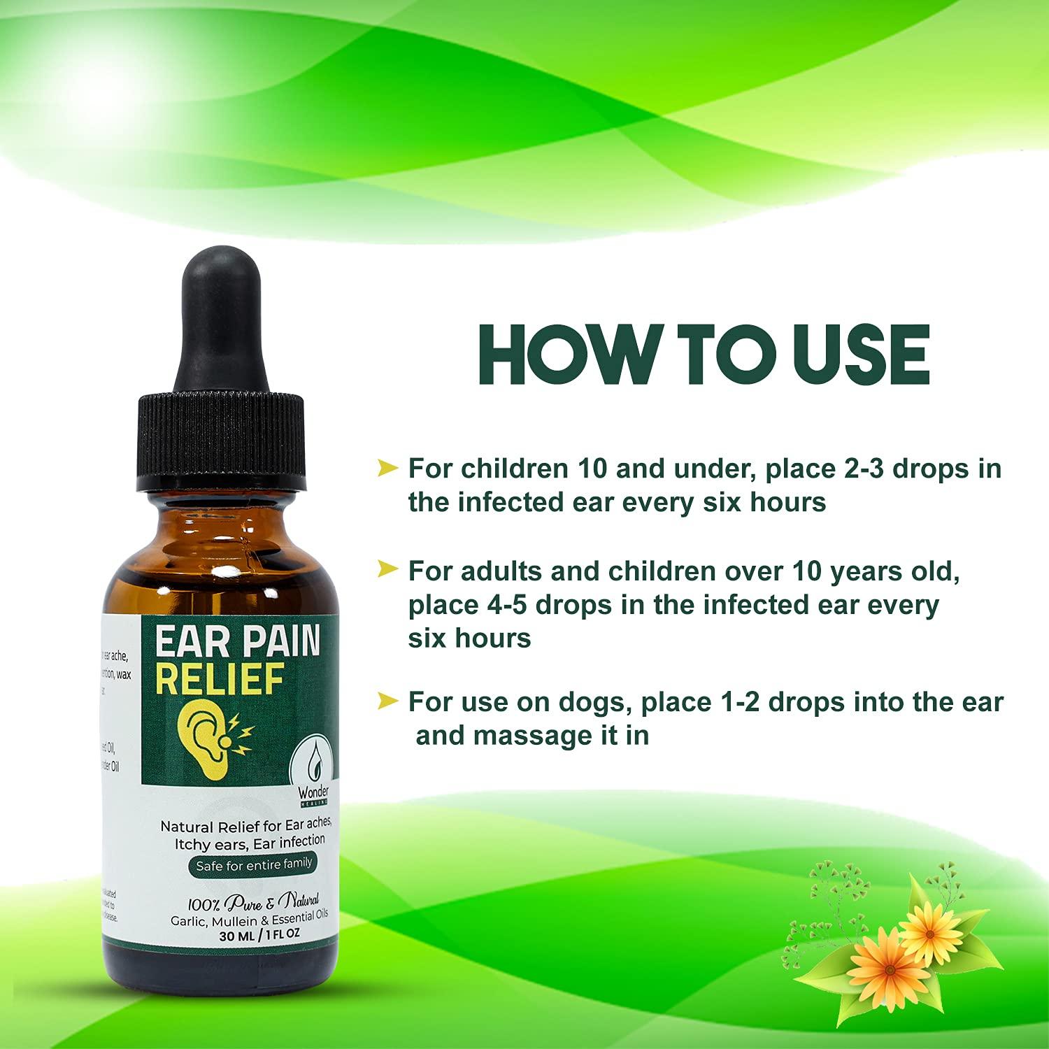 Ear Pain Relief, Relieves Ear Aches, Infections, Swimmer's Ear, Loosens Wax, Ear drops for