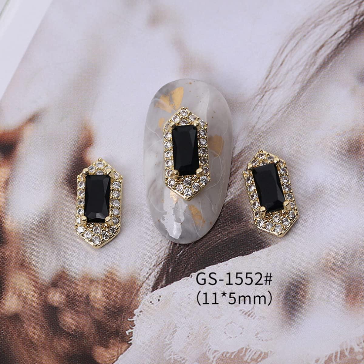 20pcs Nail Art Charms Gems Kit - 24K Gold 3D Luxury Black Zircon Nail  Diamonds Art Jewels Stones Decoration, Not Nail Crystal Rhinestones  Material 20pcs-style1