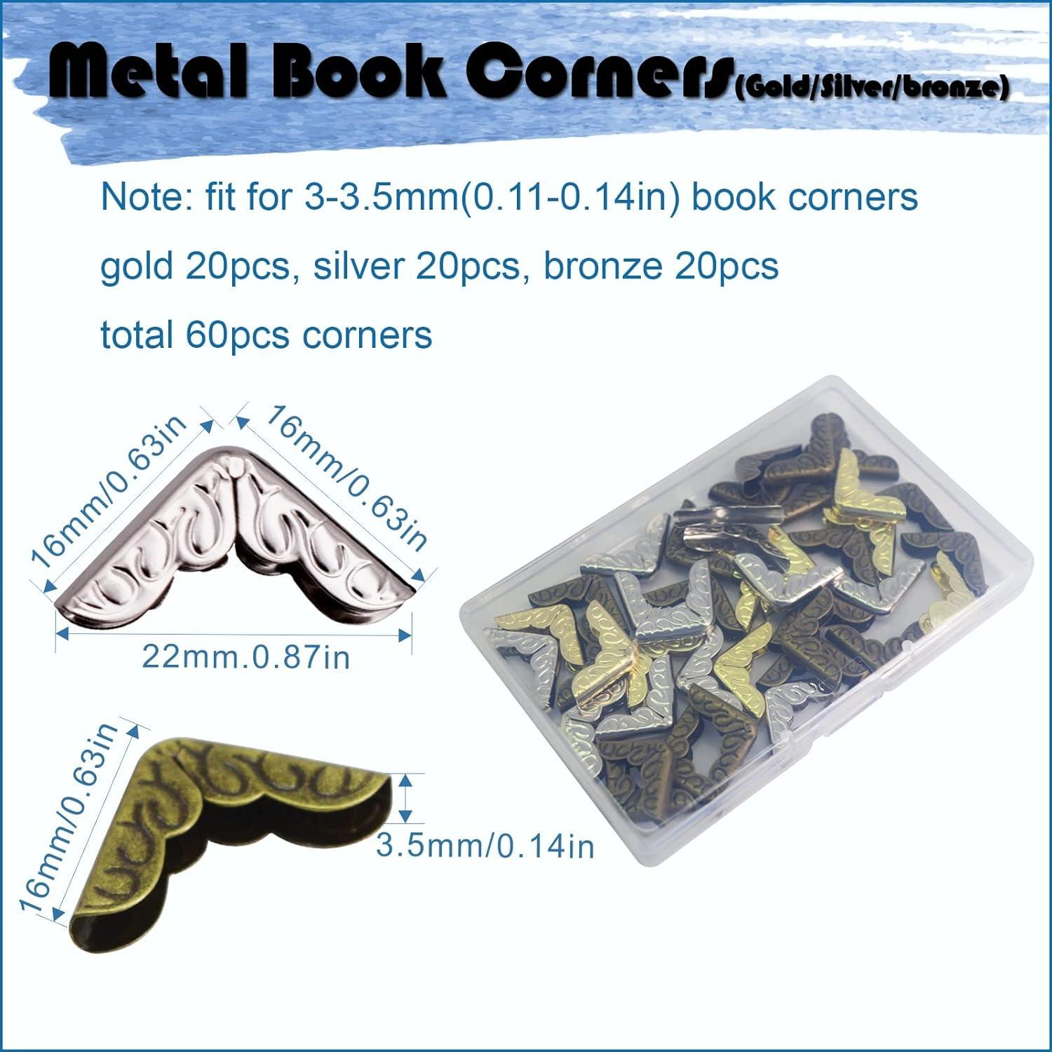 60 Pcs Metal Book Corners Protector Vintage Scrapbook Supplies