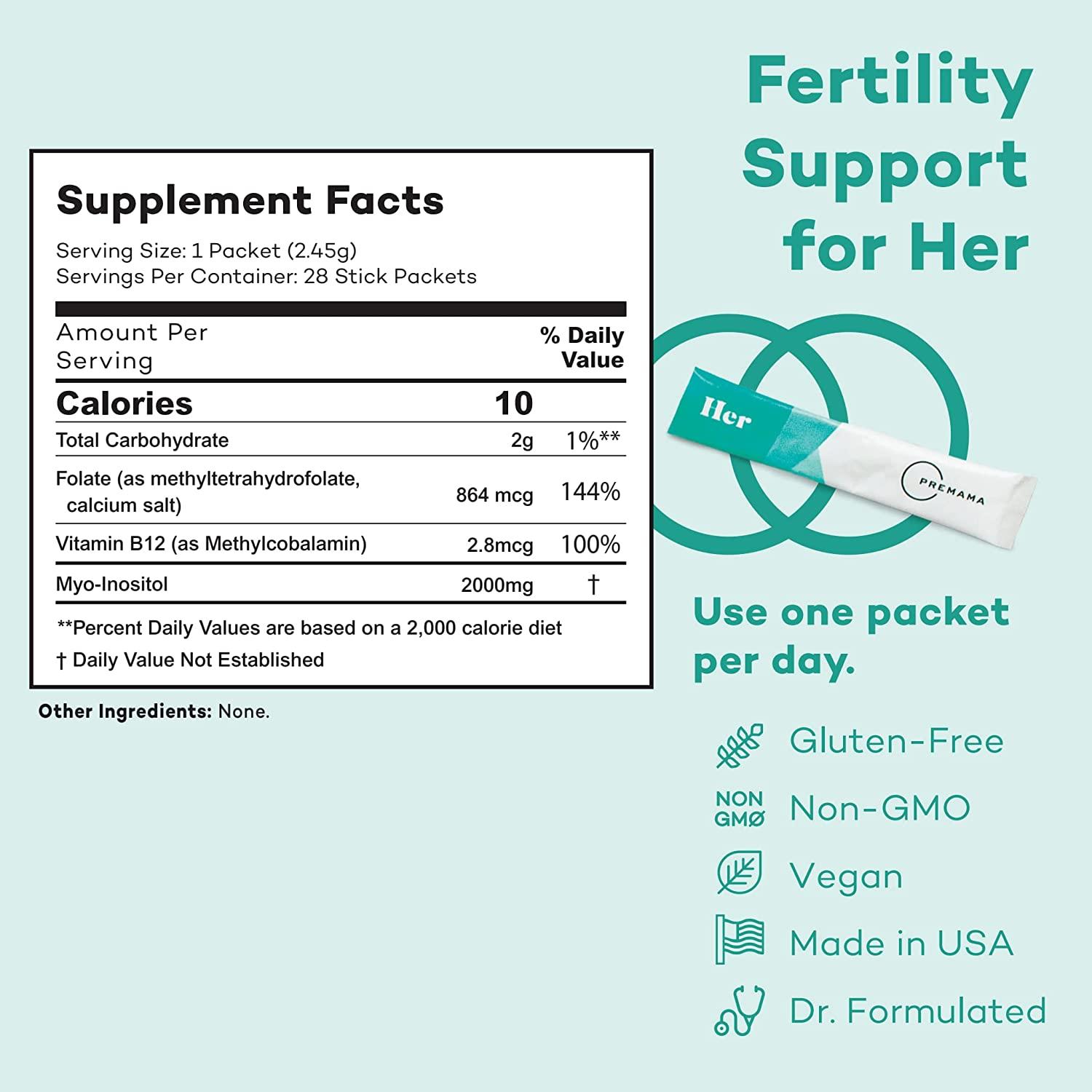 Premama Fertility Supplement for Women Myo Inositol Powder with