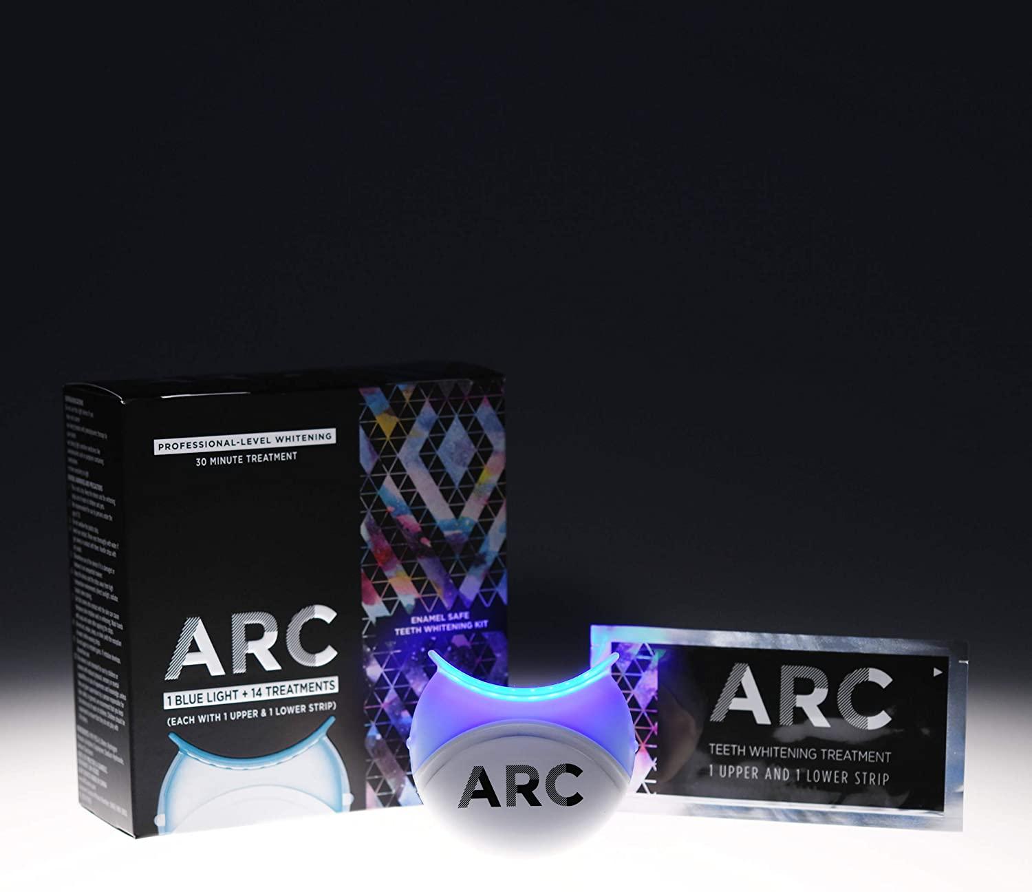 ARC Teeth Whitening Strip Kit with Blue Light, 28 Strips (14 Count Pack)