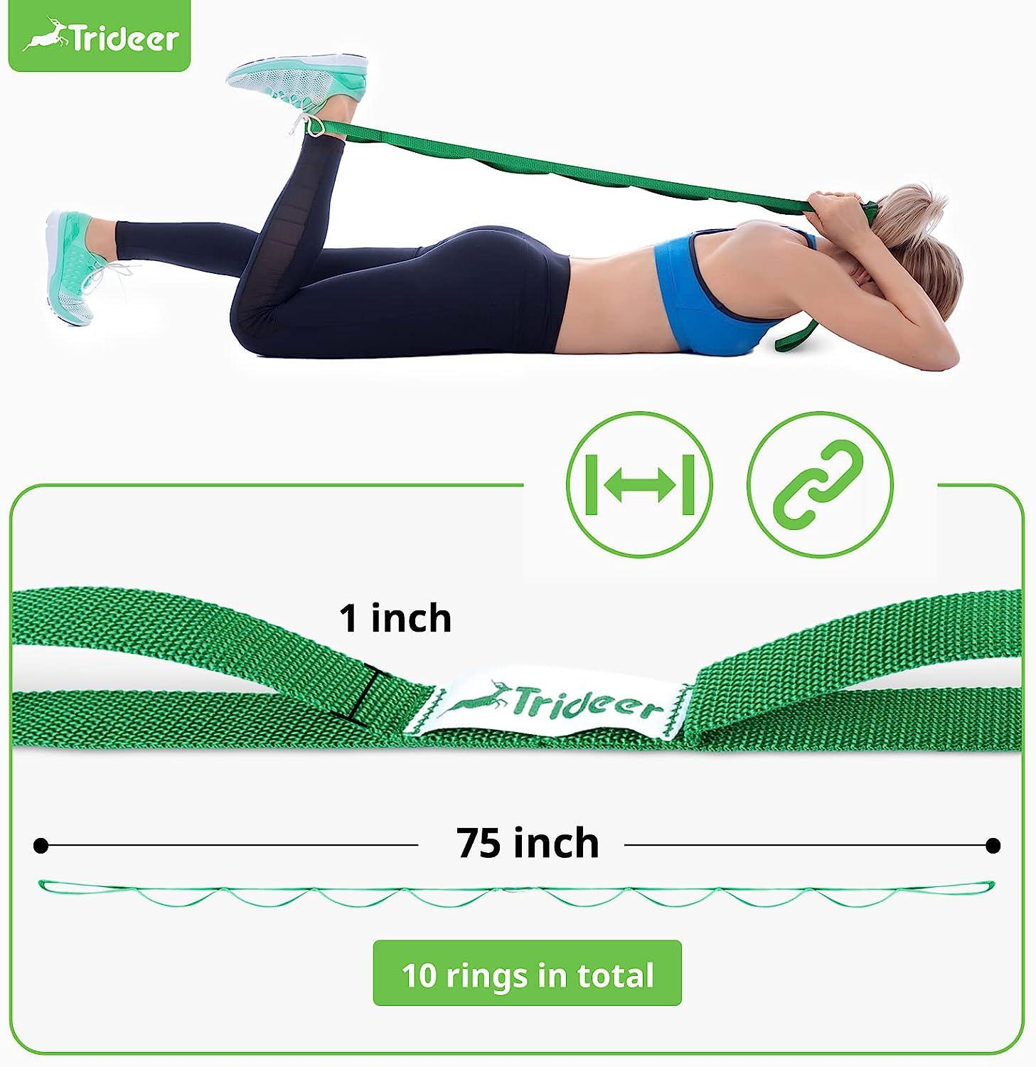 Trideer Stretching Strap Yoga Strap for Physical Therapy, 10 Loops Yoga  Straps for Stretching, Non-Elastic Stretch Strap for Pilates, Exercise,  Dance, Stretch Band with Workout Guide for Women & Men Green