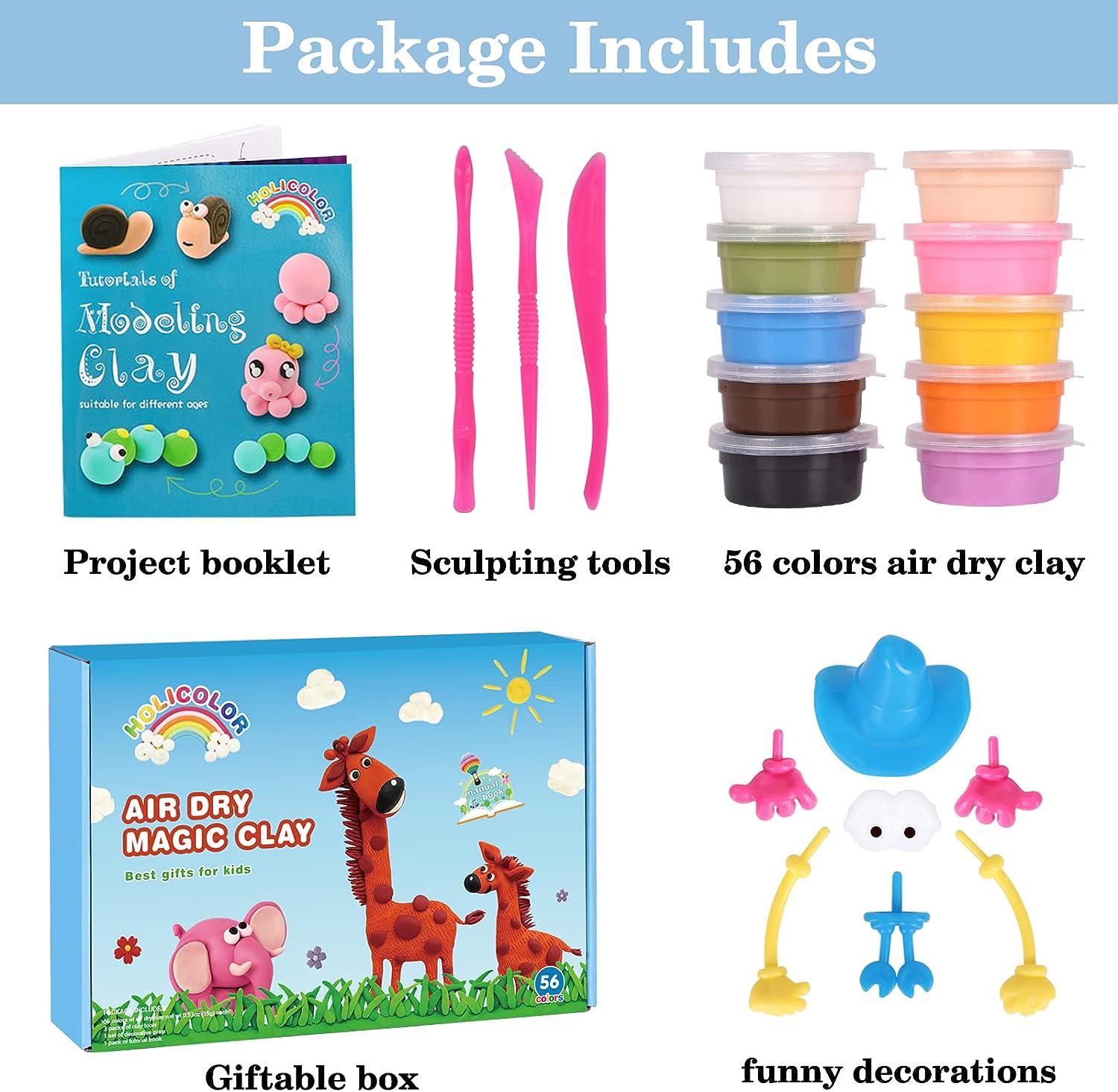 holicolor HOLICOLOR 52 Colors Air Dry Clay Magic Clay for Kids Modeling  Clay Kit Arts and Crafts with Tools Christmas Gift for Girls and B