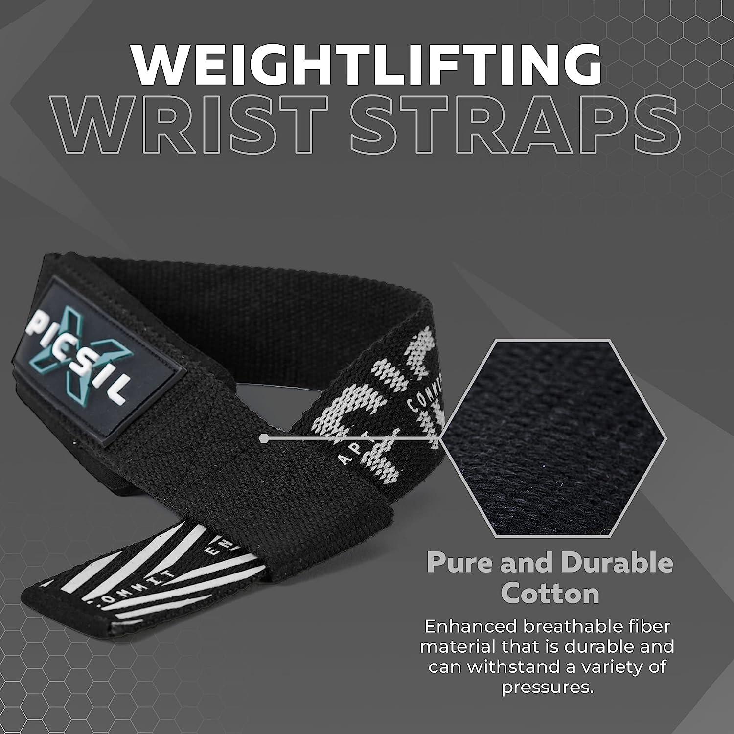  PICSIL Wrist Straps, Padded Wrist Straps for Weightlifting,  Extended Deadlift Straps for Grip Support, Advanced Weightlifting Straps  for Comfort and Stability, 1 Pair, Black : Sports & Outdoors