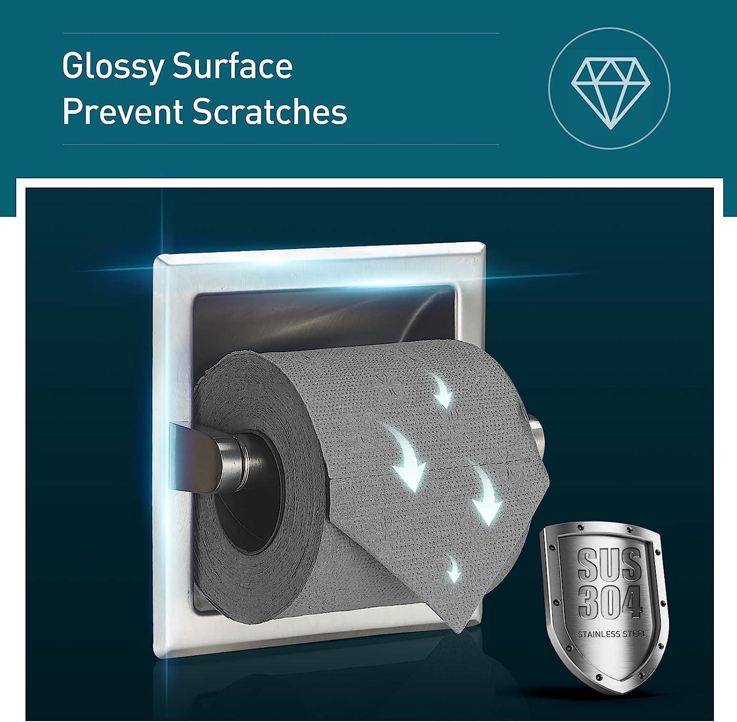 Contemporary Brushed Nickel Recessed Toilet Paper Holder Hotel Style