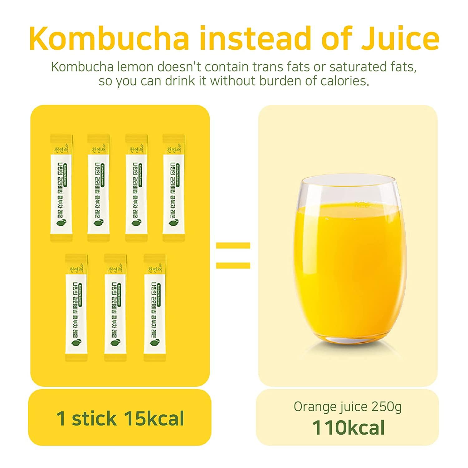 30Sticks Kombucha Lemon Flavor Sparkling Tea Probiotics And Prebiotics