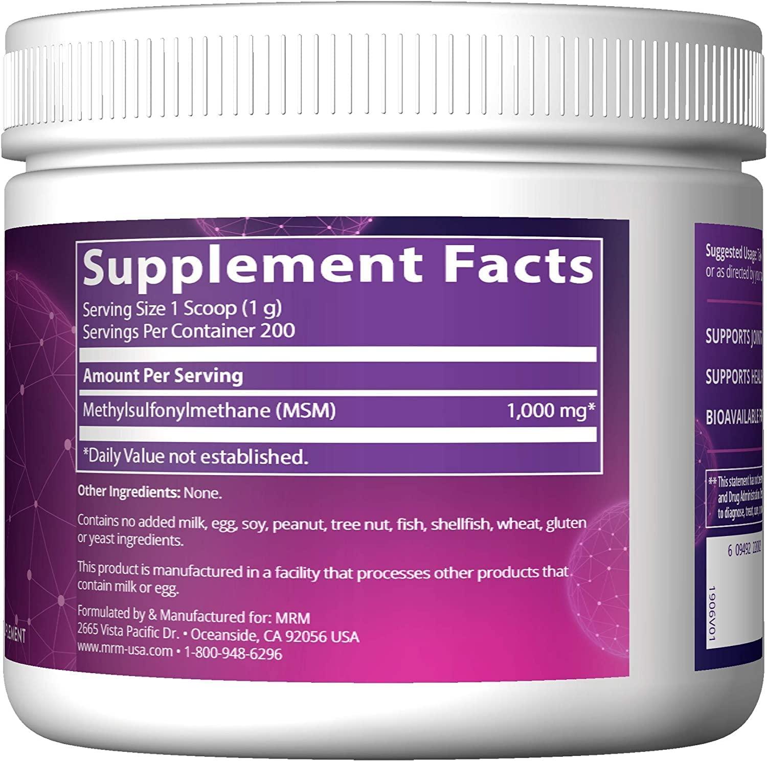 MRM MSM Crystals 1000 mg 7.05 oz (200 g)