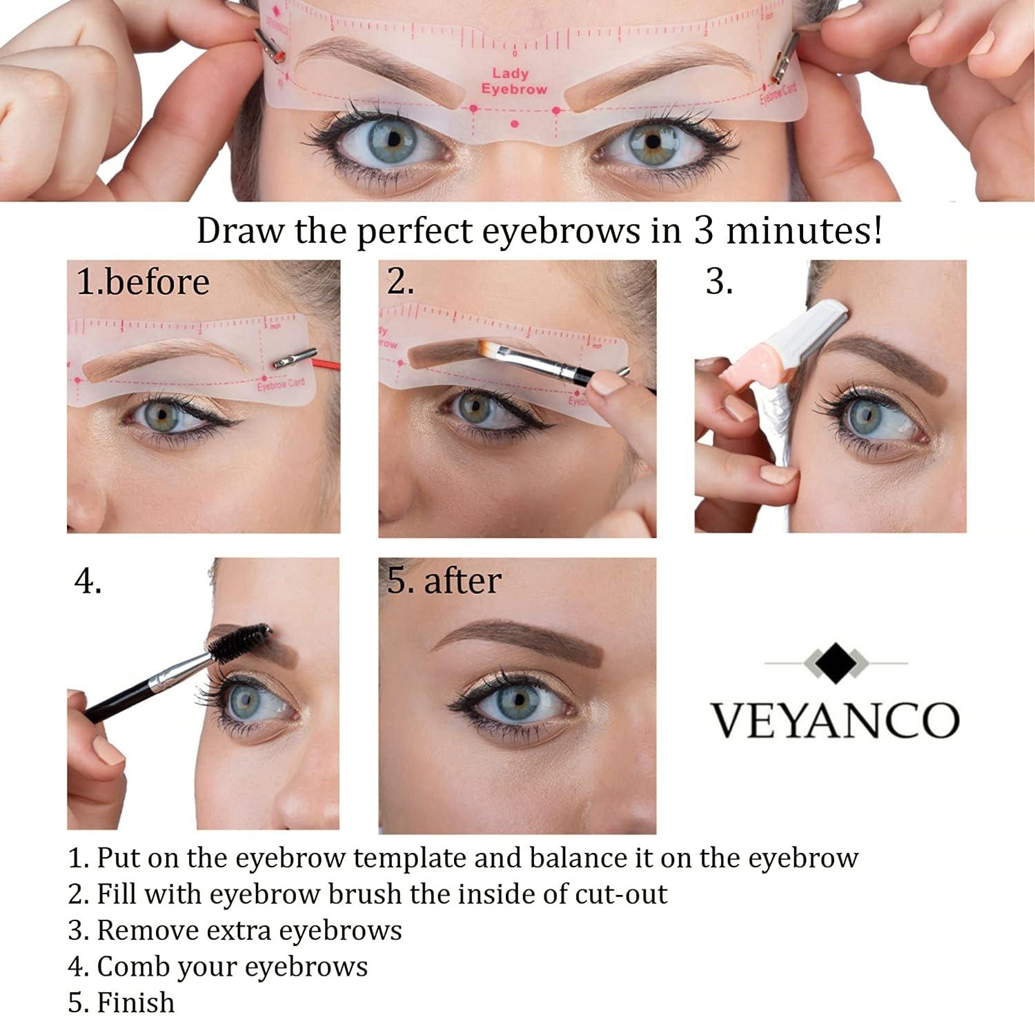 Reusable Eyebrow Stencil Shaper Kit 24 Styles with Strap Easy 3