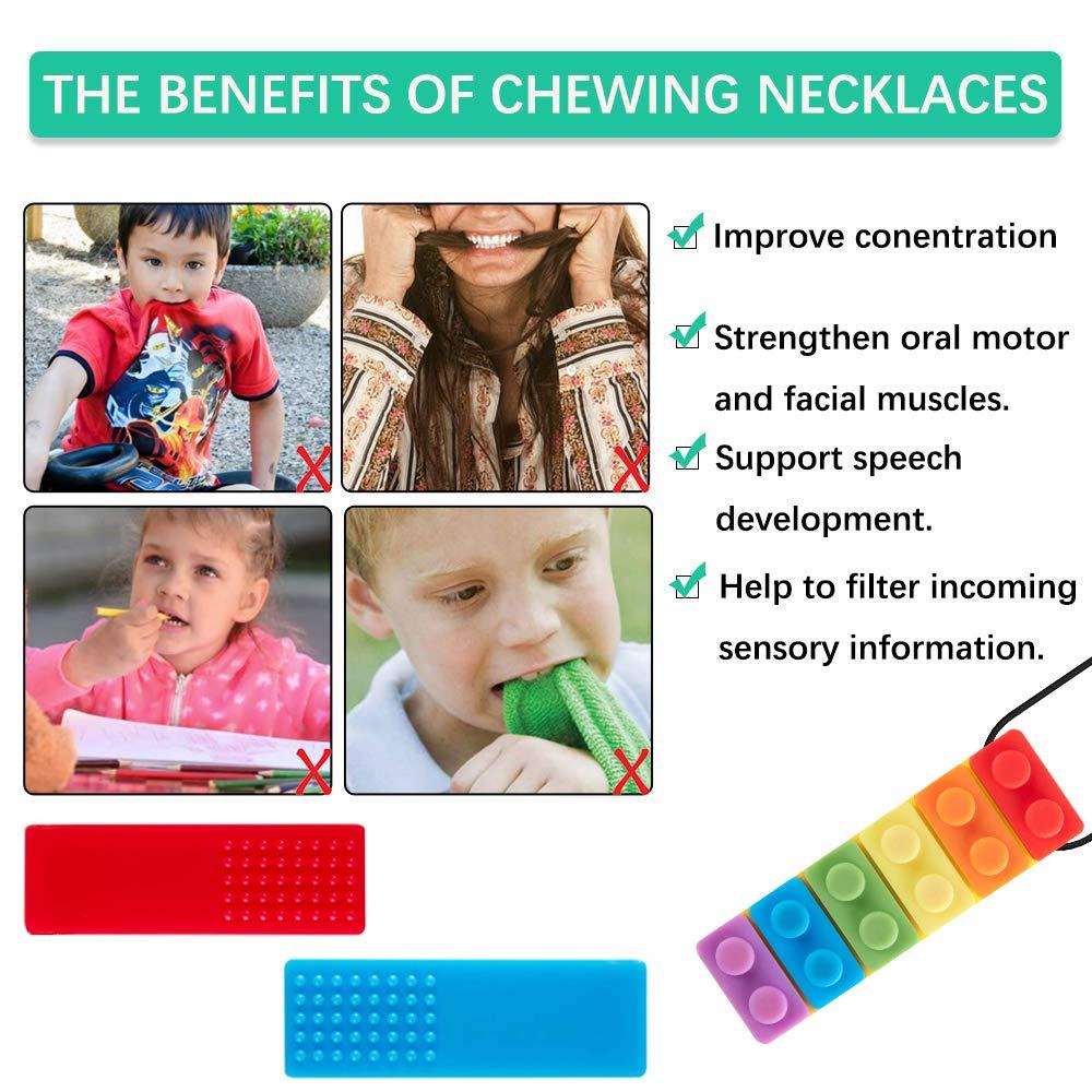 3 Pack Sensory Chew Necklace for Kids Toddlers with Autism ADHD,Biting Needs,Oral Motor Chewy