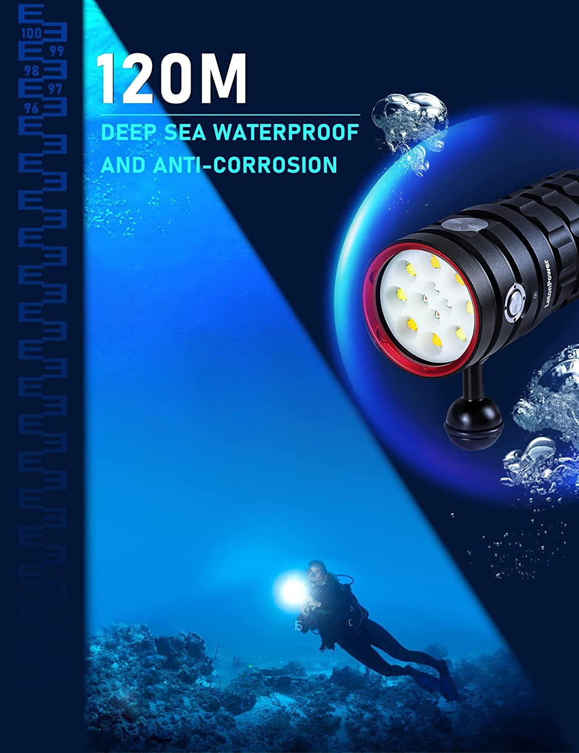 LetonPower Dive Light, TS S Pro13000Lumens 100m Underwater Video Light