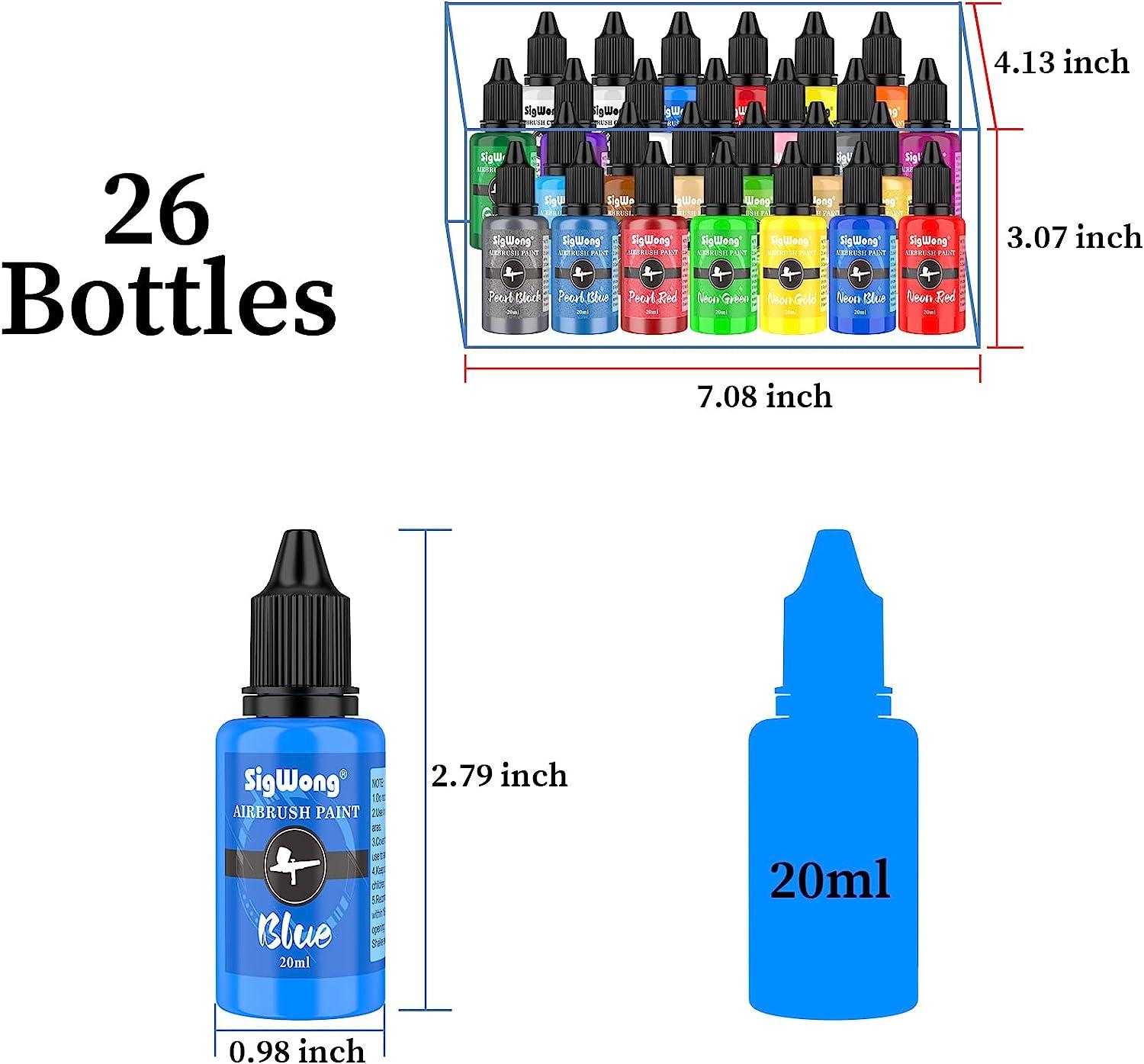 Airbrush Paint, 20 Colors with 2 Cleaner and 2 Thinner Airbrush Paint Set,  Water-Based Air brush Paints Acrylic Ready to Spray Includes Metallic &  Neon Colors, 20ml/Bottle in Saudi Arabia