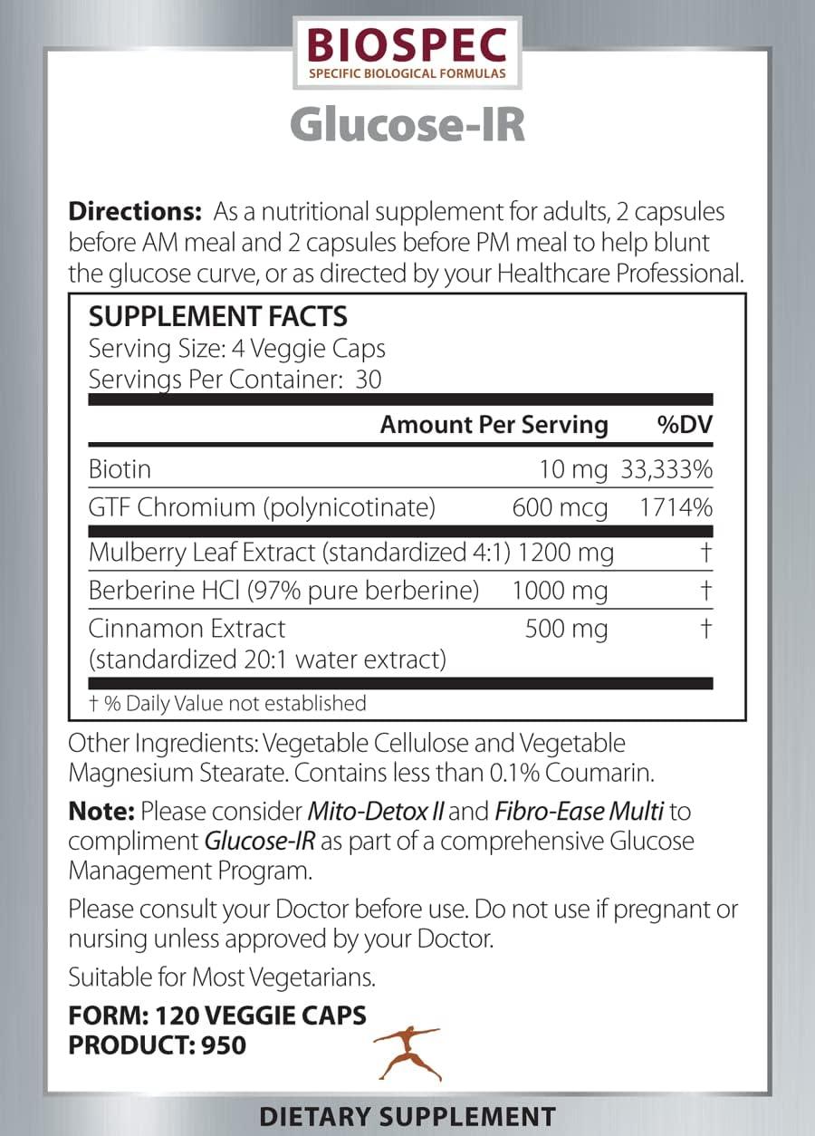 Biospec Nutritionals GlucoseIR Cinnamon Extract Chromium Berberine