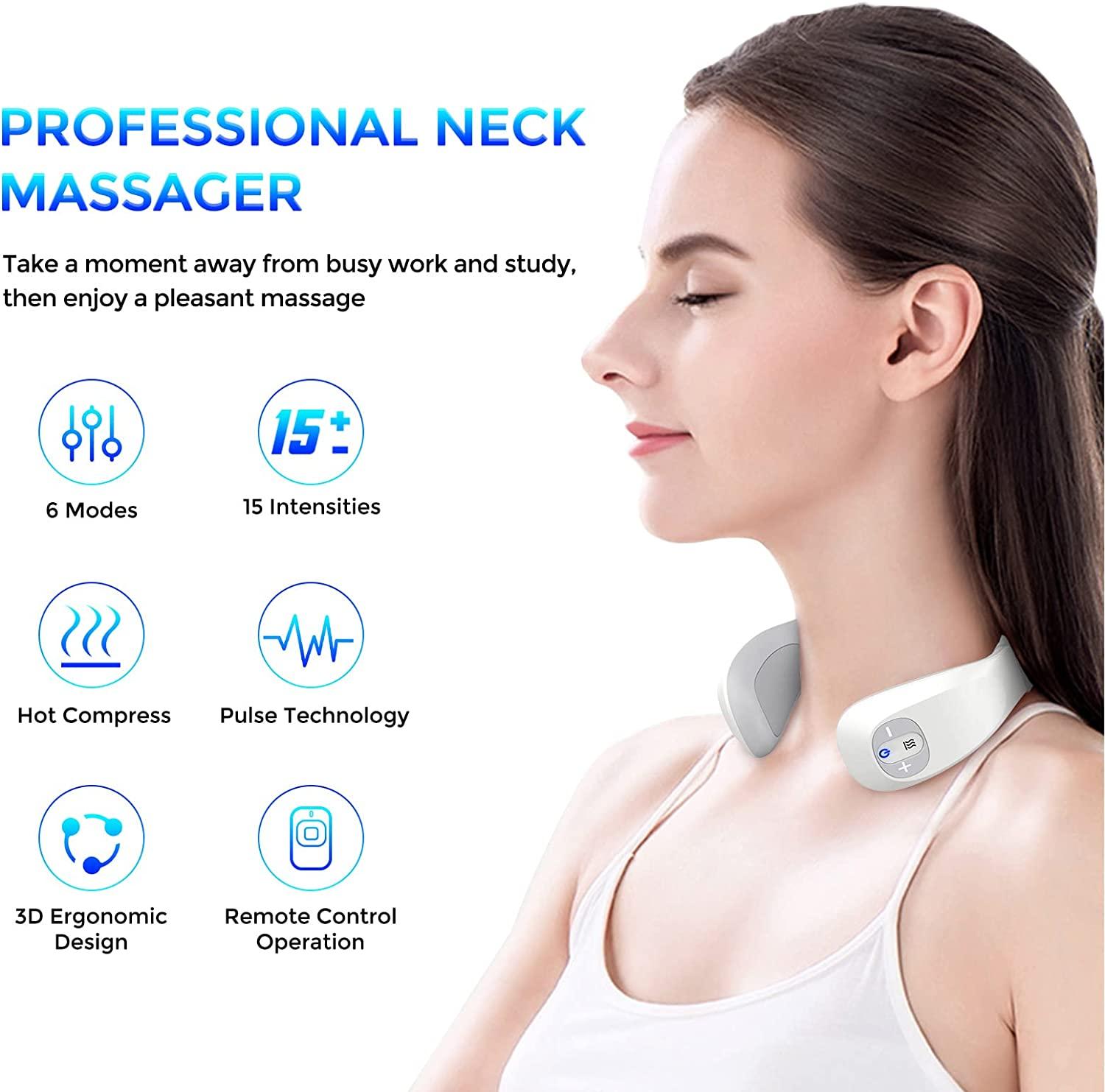 Neck Massager, Intelligent Neck Massager with Heat, 6 Modes 9 Level  Cordless Massager, Portable Neck…See more Neck Massager, Intelligent Neck  Massager