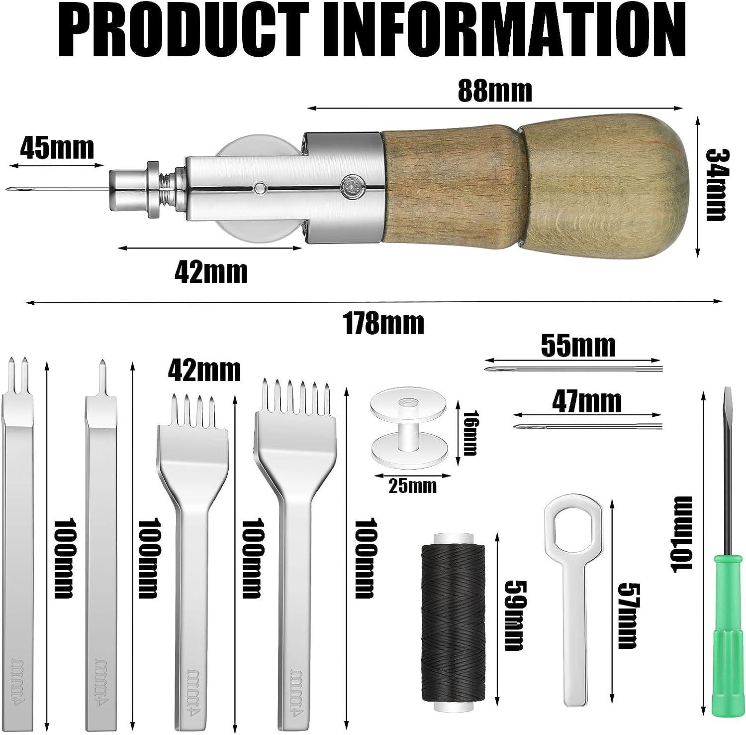 Sewing Awl Kit with Leather Stitcher and Hole Punches - Heavy Duty ...