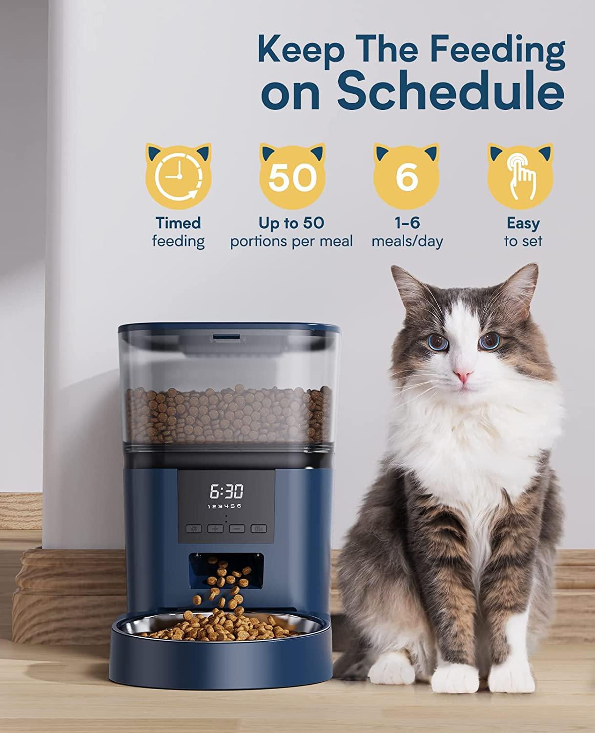 Oneisall Automatic Cat Feeder Timed Dry Food Dispenser with