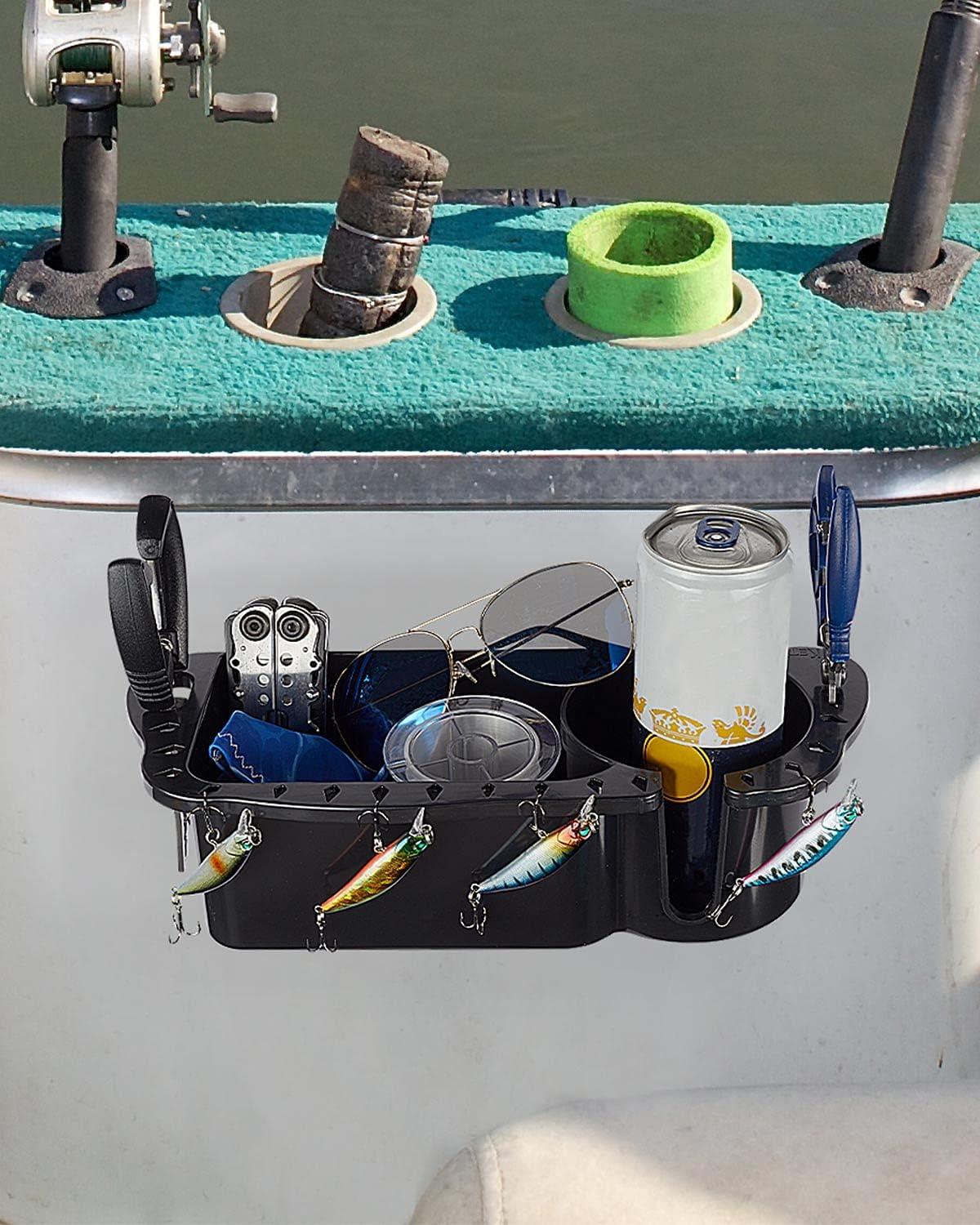 kemimoto Boat Caddy Organizer, Marine Cup Holder Universal Fit for Bass Boat  Kayak Pontoon Jon Boat Fishing Caddy Cabin Storage 1 pc-Black