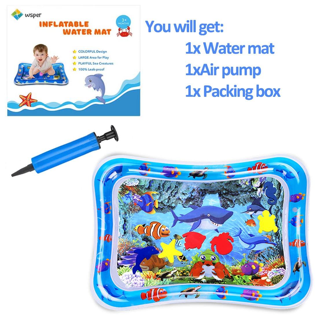 Tummy Time Water Mat Inflatable Baby Water Play mat for 3 6 9 Months  Newborn Girl & Boy Early Activity Center shark