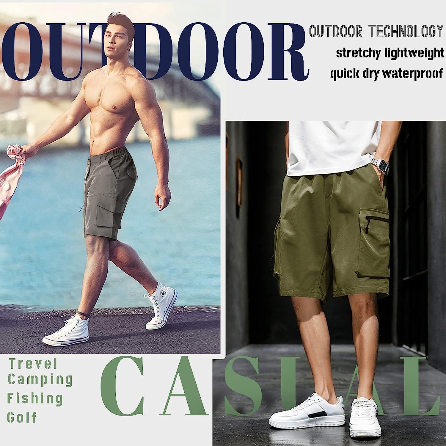 CANGHPGIN Mens Hiking Cargo Shorts Quick Dry Stretch Golf Shorts Men Casual  Work Outdoor Travel Fishing Shorts with Pockets Dark Grey Medium