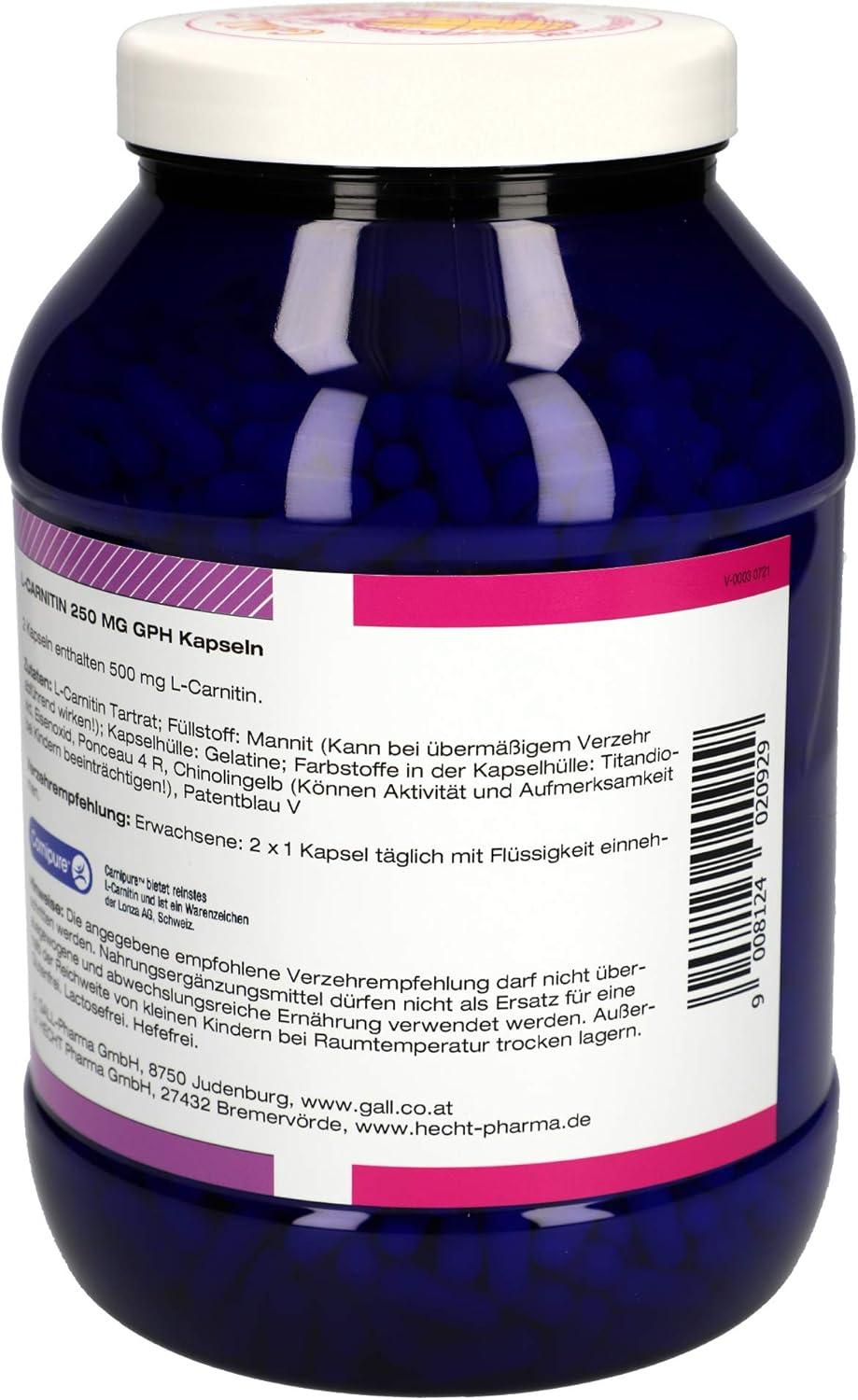 Buy Gall Pharma L-Carnitine 250 mg GPH Capsules - 1750 Pieces for Optimal  Weight Management & Energy Boost | Buy Now with Express International  Delivery