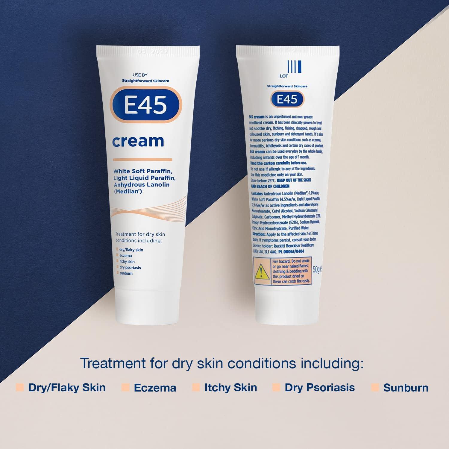 E45 Cream 50g FastActing Moisturizer for Dry Skin