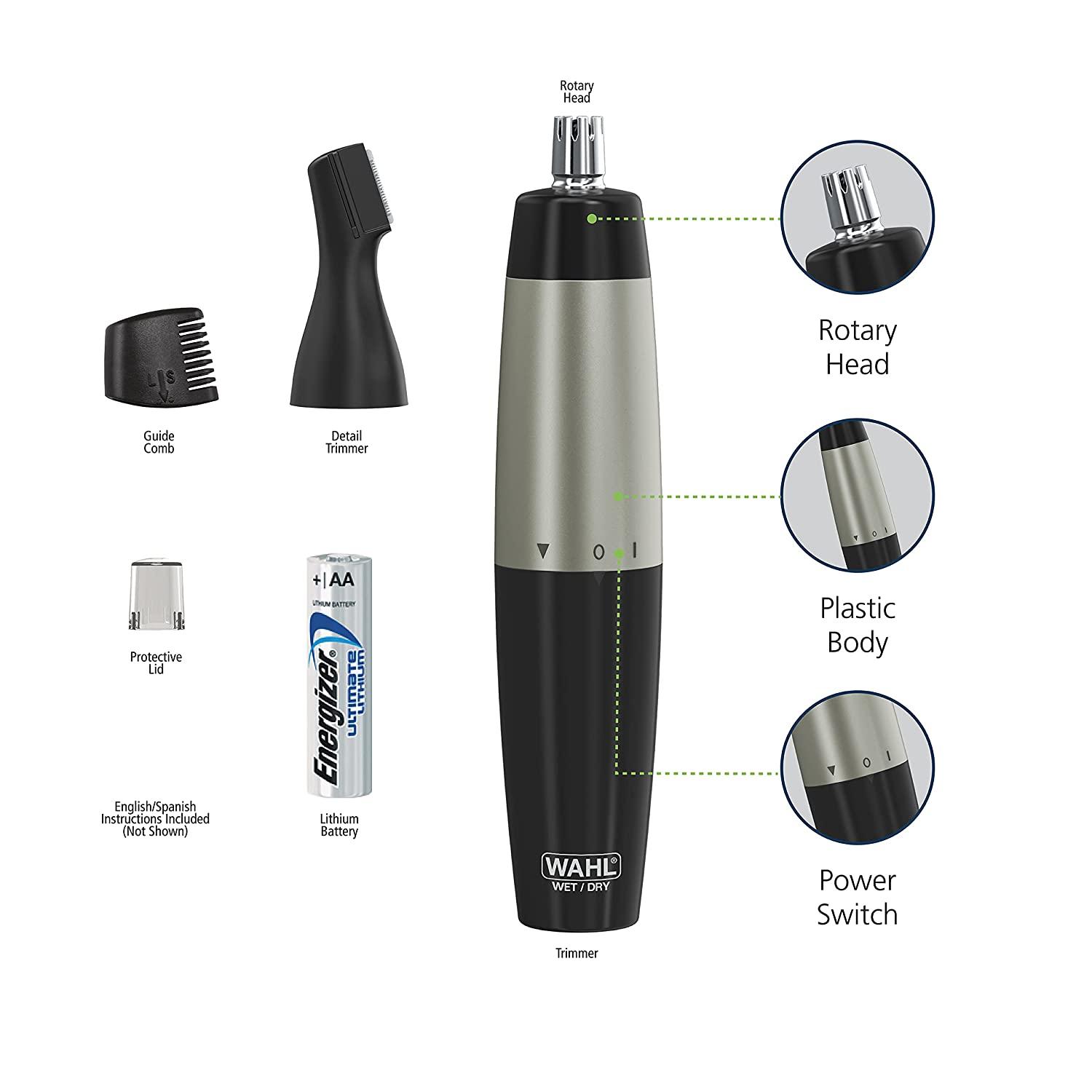 Wahl Groomsman Lithium Powered Ear Nose Brow Trimmer for Eyebrow Facial ...
