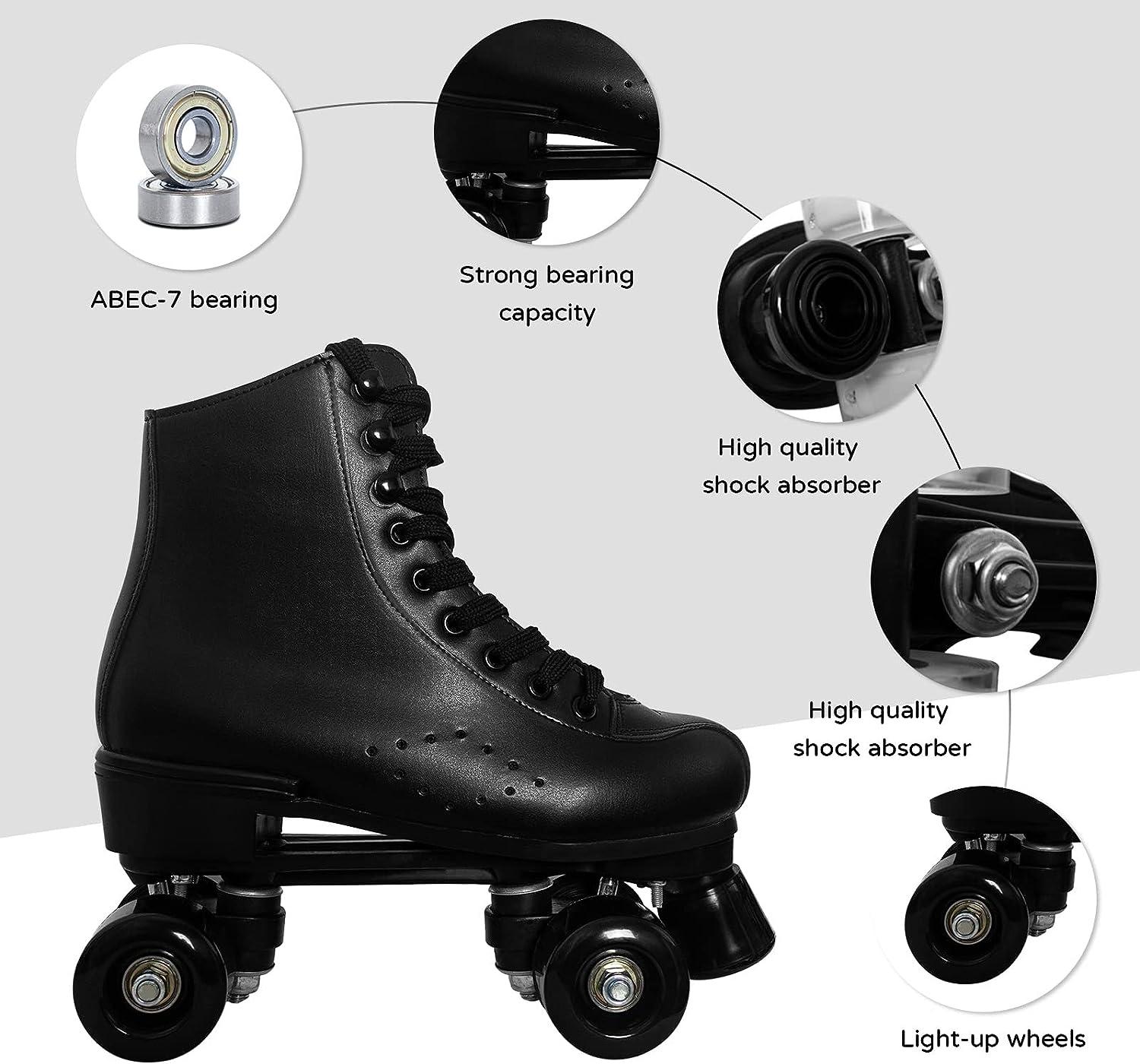 Adult High-top Roller Skates- PU Leather Double Row