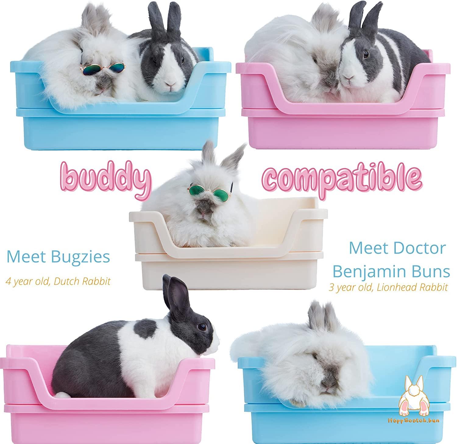 HoppScotch.bun Large Rabbit Litter Box w Plastic Grid Dump Tray