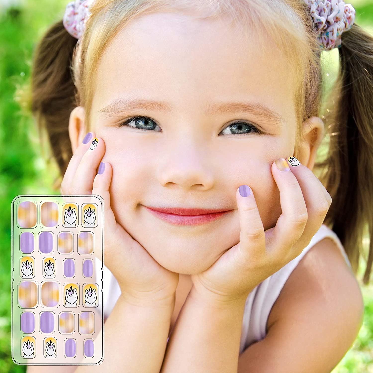Buy 600 Pieces Children False Nails Natural Acrylic Nail Tips for Kids  Little Girls Short Full Cover Fake Nails Artificial Fingernail Decoration,  10 Sizes Online at Low Prices in India - Amazon.in