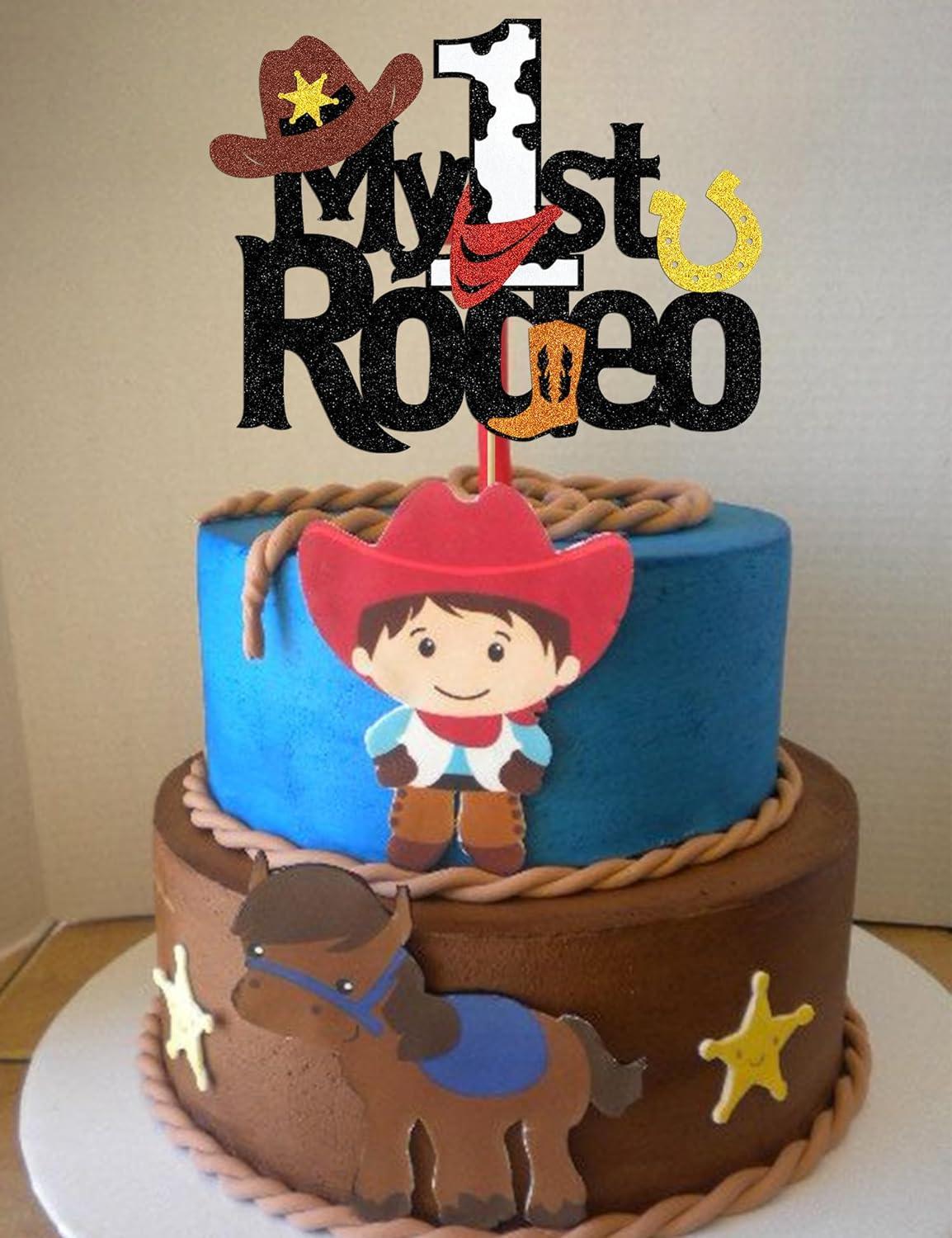 My 1st Rodeo Cake Topper Western Cowboy 1st Cake Decorations for First ...