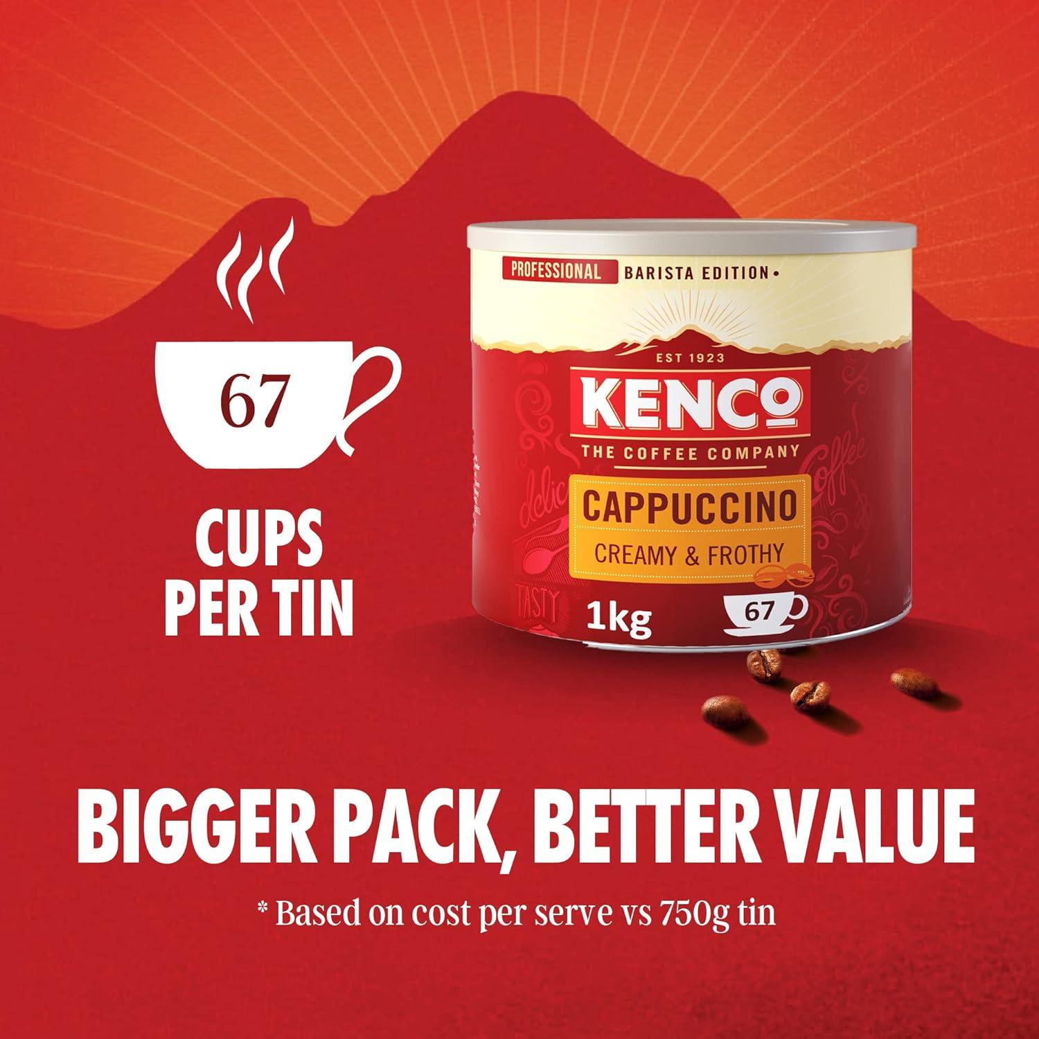Kenco Cappuccino Instant Coffee 1kg Tin 1kg (Pack of 1) Cappuccino