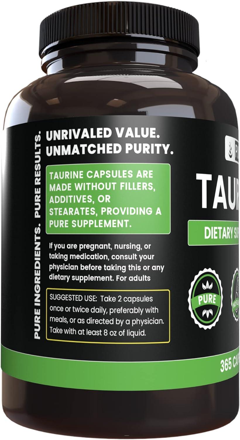 Pure Original Ingredients Taurine 365 Capsules No Magnesium Or