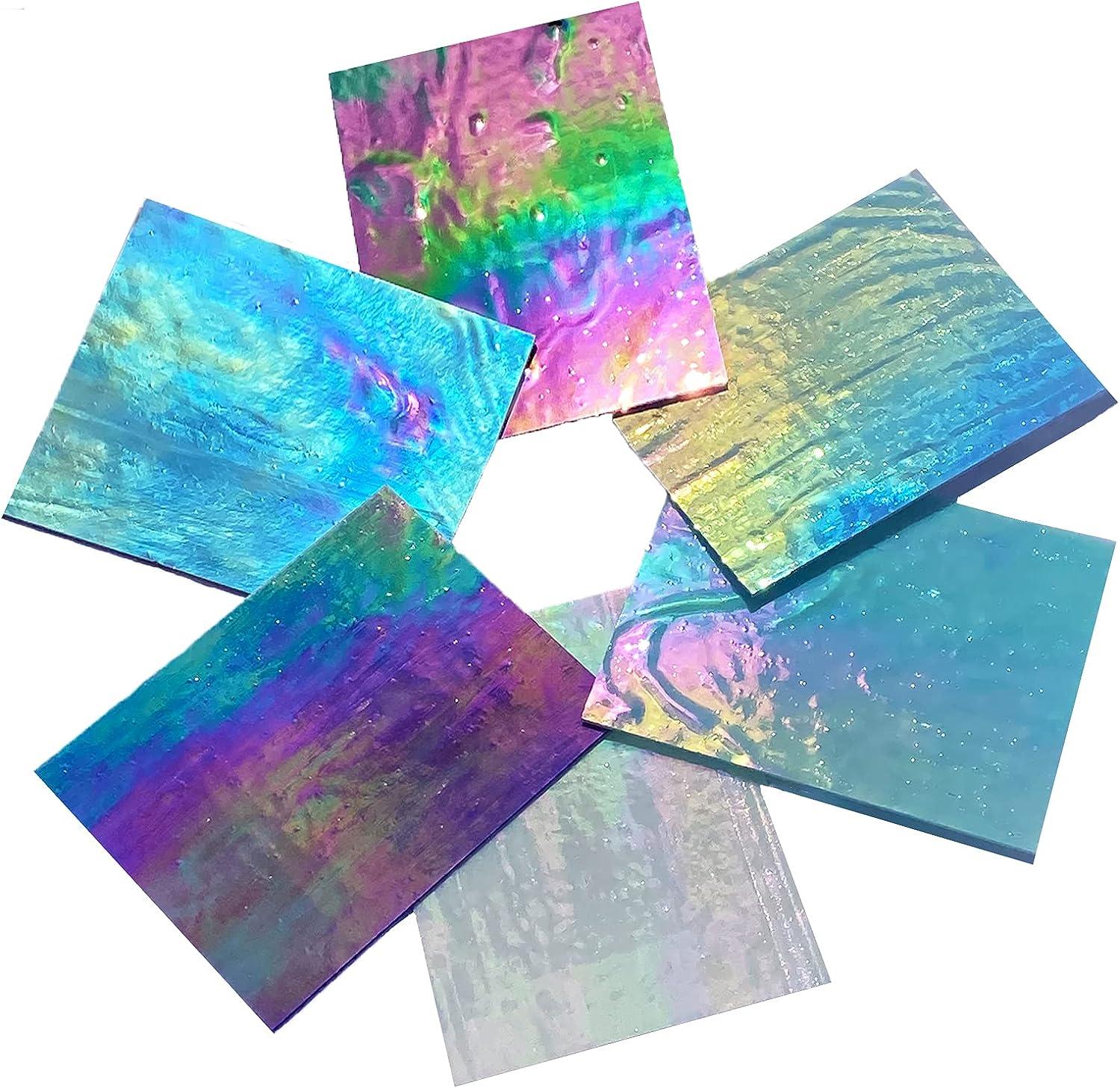 PALJOLLY Buntglasplatten 10,2x15,2 Cm - 9 Farbige Glasplatten Für Mosaik & Basteln