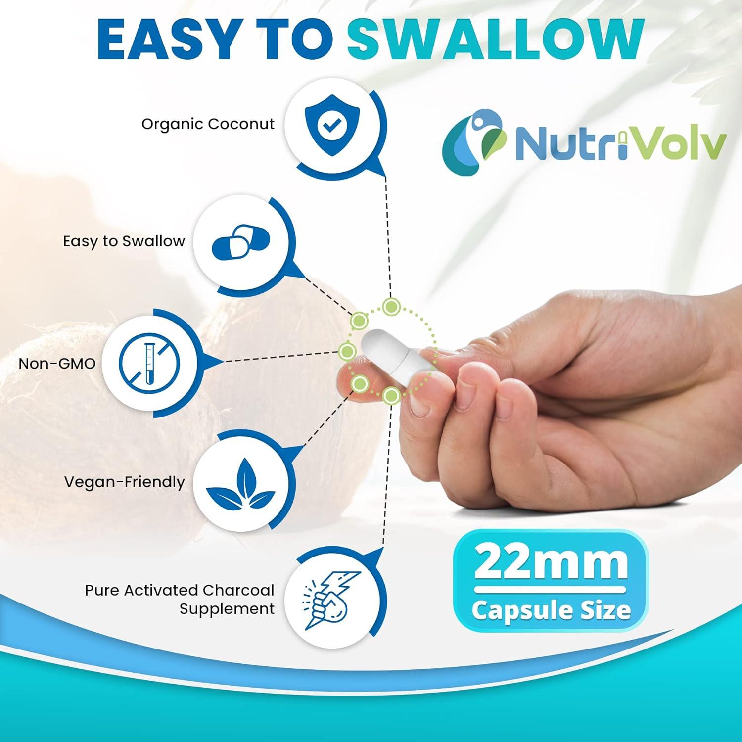 Activated Charcoal 600mg 90 Capsules Reduce Flatulence Gas