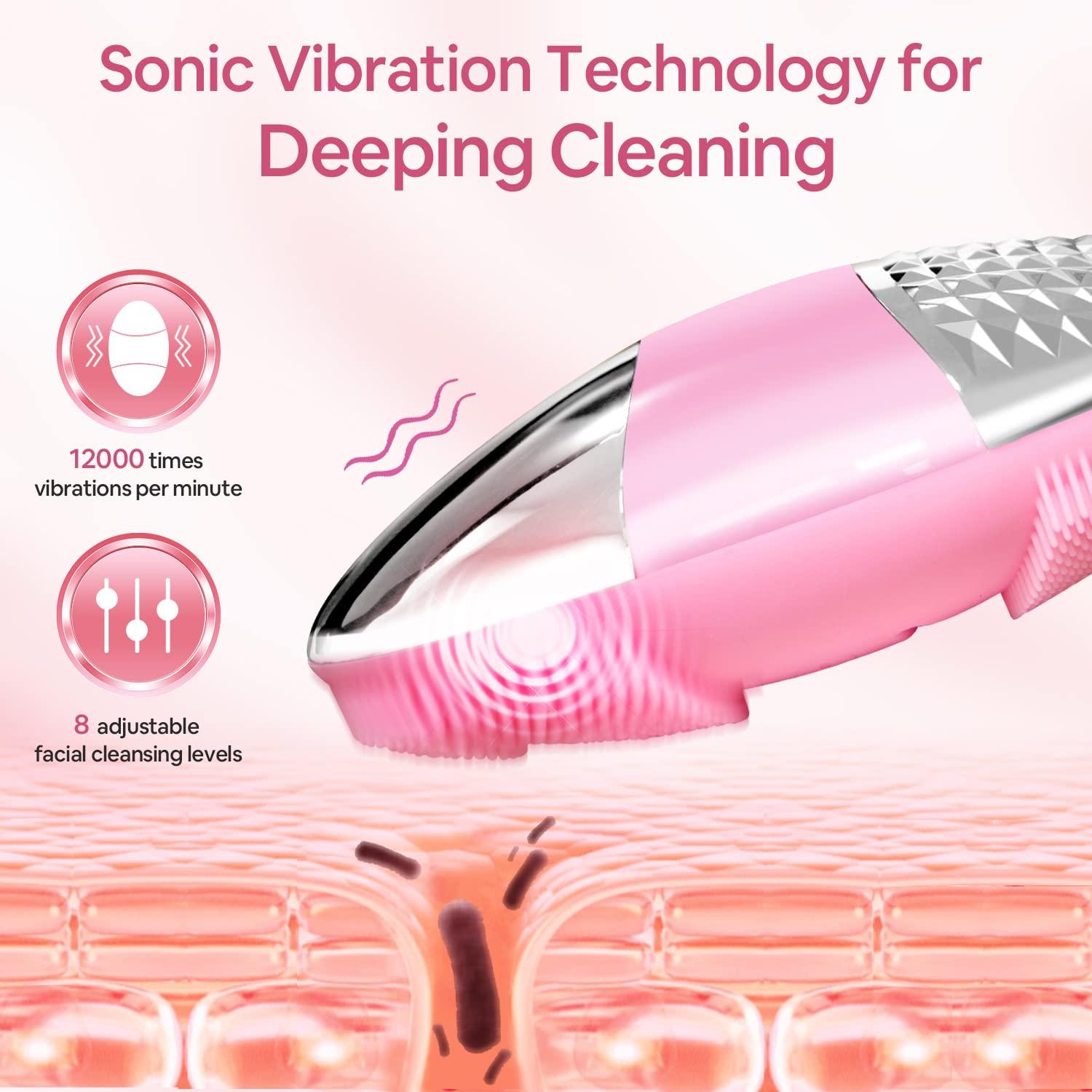 SUNMAY 4-in-1 Facial Cleansing Brush with Ionic Mode - Deep Clean & Massage - G-Sensor Scrubber - IPX5 Waterproof - Pink | Buy Now with Express International Delivery | GoSupps.com SUNMAY 4-in-1 Facial Cleansing Brush with Ionic Mode - Deep Clean & Massage - G-Sensor Scrubber - IPX5 Waterproof - Pink | Buy Now with Express International Delivery | GoSupps.com