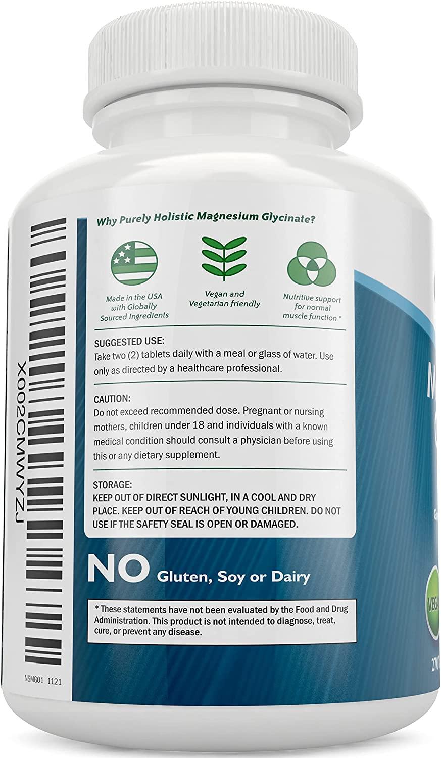 Magnesium Glycinate 400mg Tablets 270 Count, Highly Bioavailable