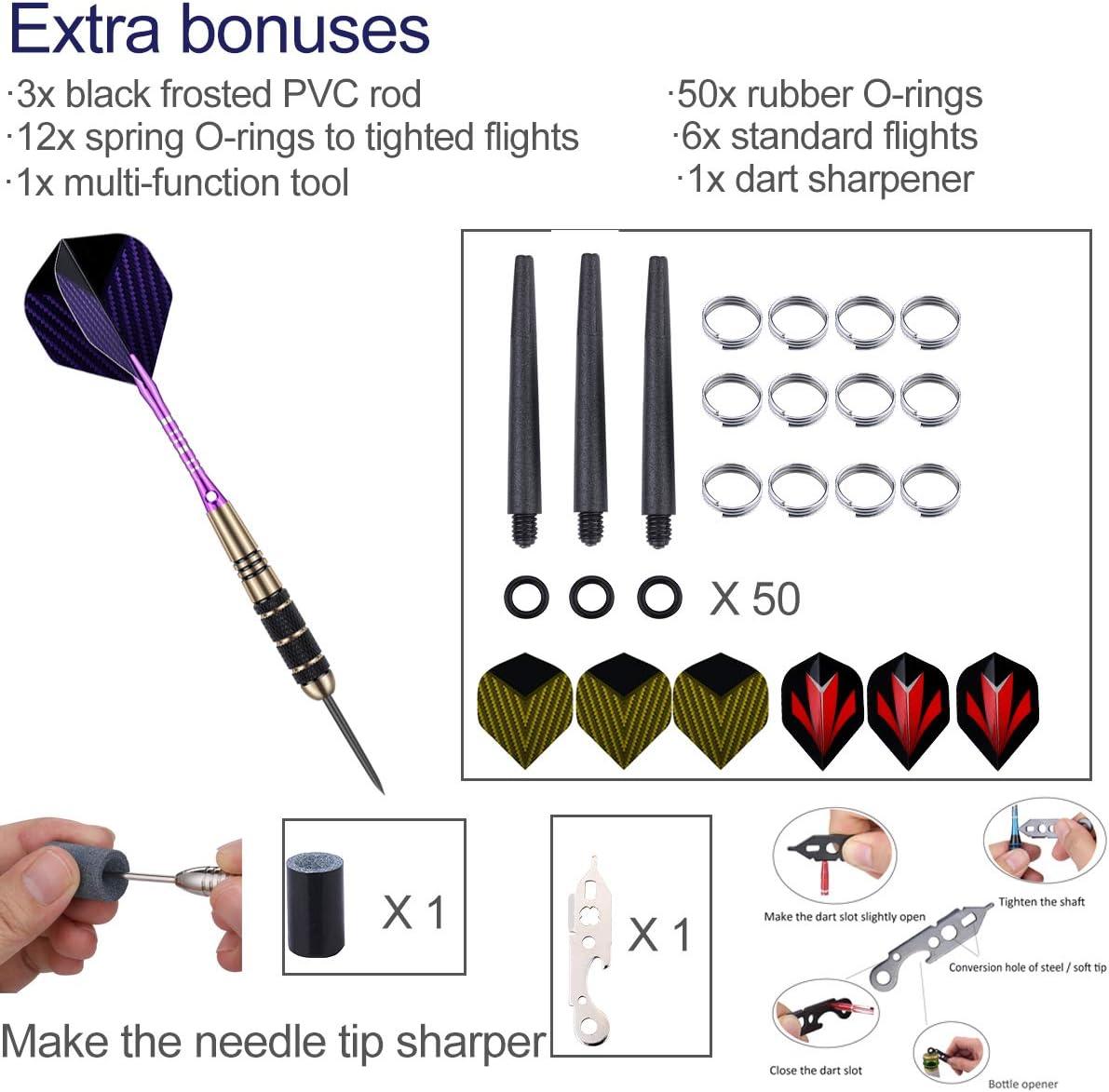 Set Freccette Professionali 22g - Punta In Acciaio, Tungsteno 90%, Con Ali E Ricambi, Per Principianti Ed Esperti - Foto 8