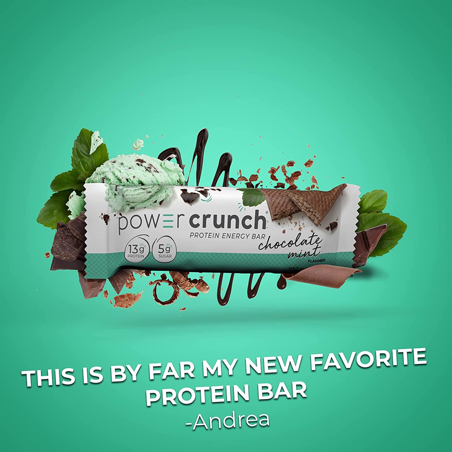 Power Crunch Chocolate Mint Protein Wafer Bars High Protein Snacks (12 Count)