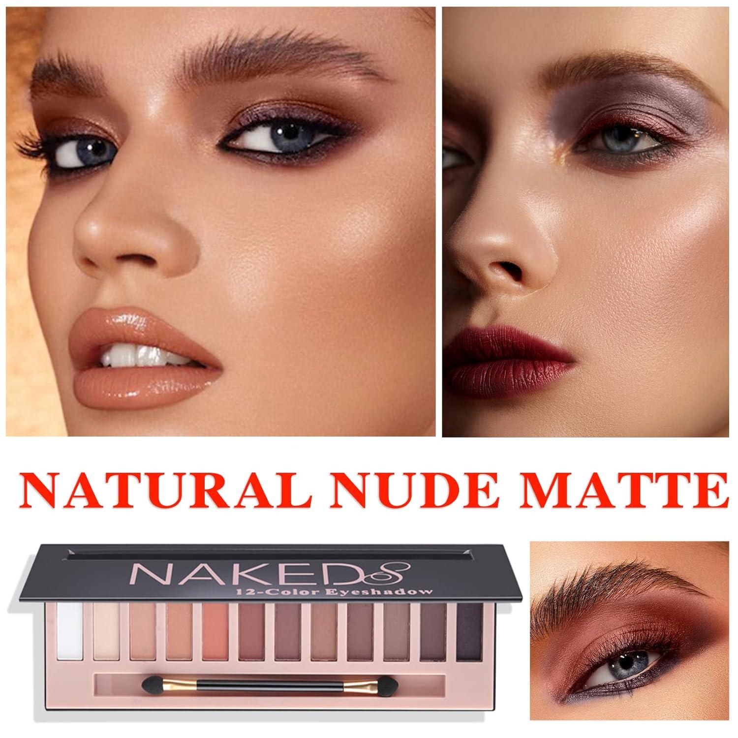NVLEPTAP 12 Colors Naked Nude Natural Matte Eyeshadow Palette with Brush  Waterproof & Long Lasting Smokey Eye Makeup(Matte)