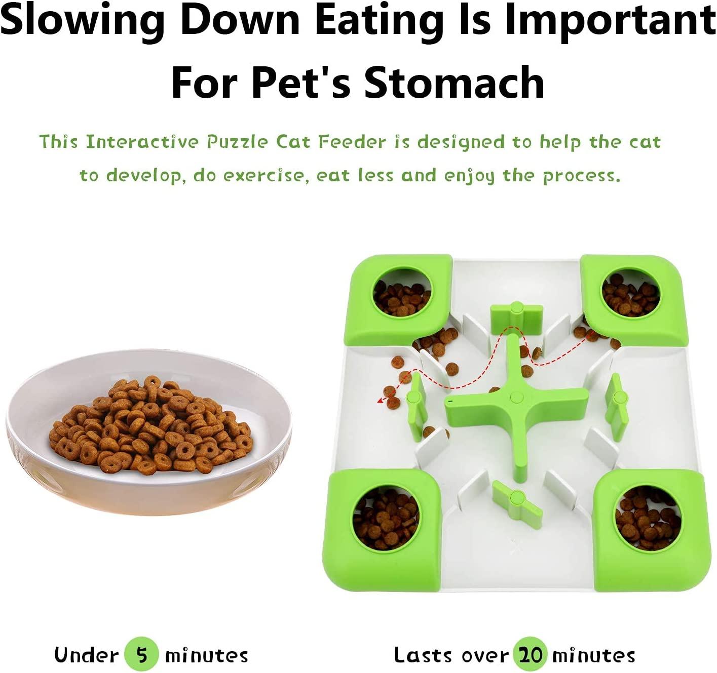 Interactive Cat Toy Slow Feeder for Indoor Cats Dogs Kitten Toys Treat Maze  Cats Puzzle Feeder Non Slip Cat Bowl Treat Dispenser