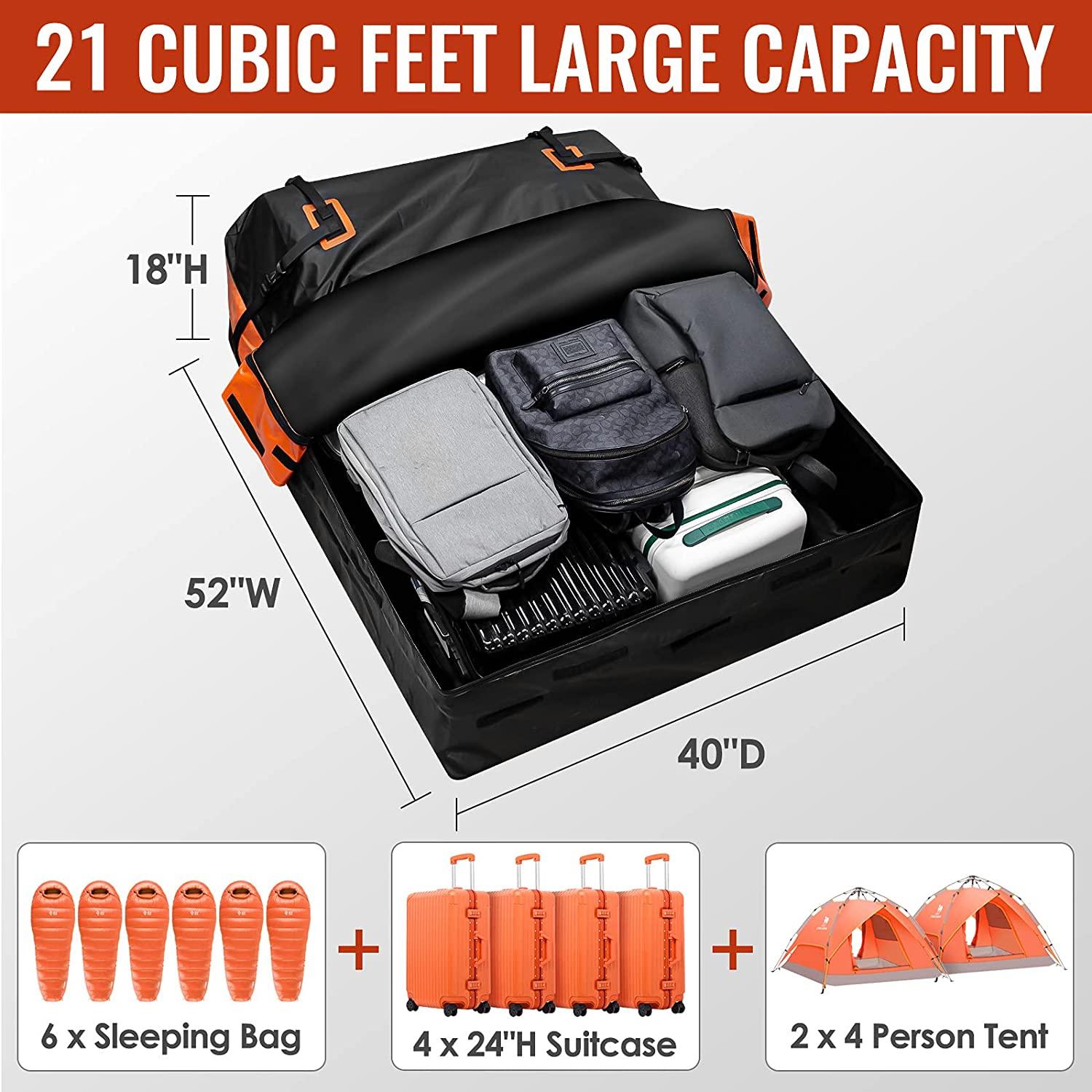 21 Cubic Feet Waterproof Car Rooftop Cargo Carrier Bag